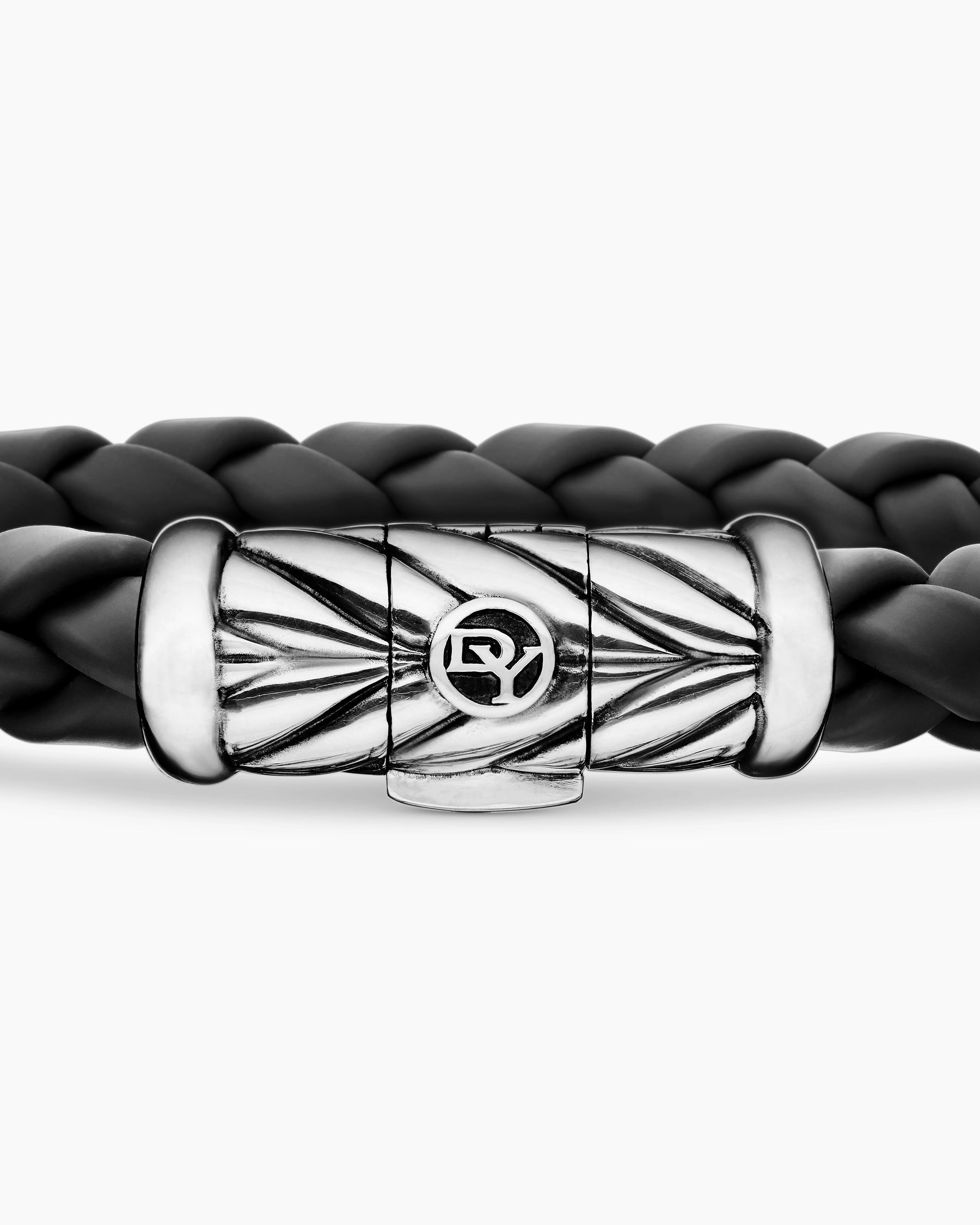 Chevron Bracelet in Black Rubber and Sterling Silver, 8mm - Image 6