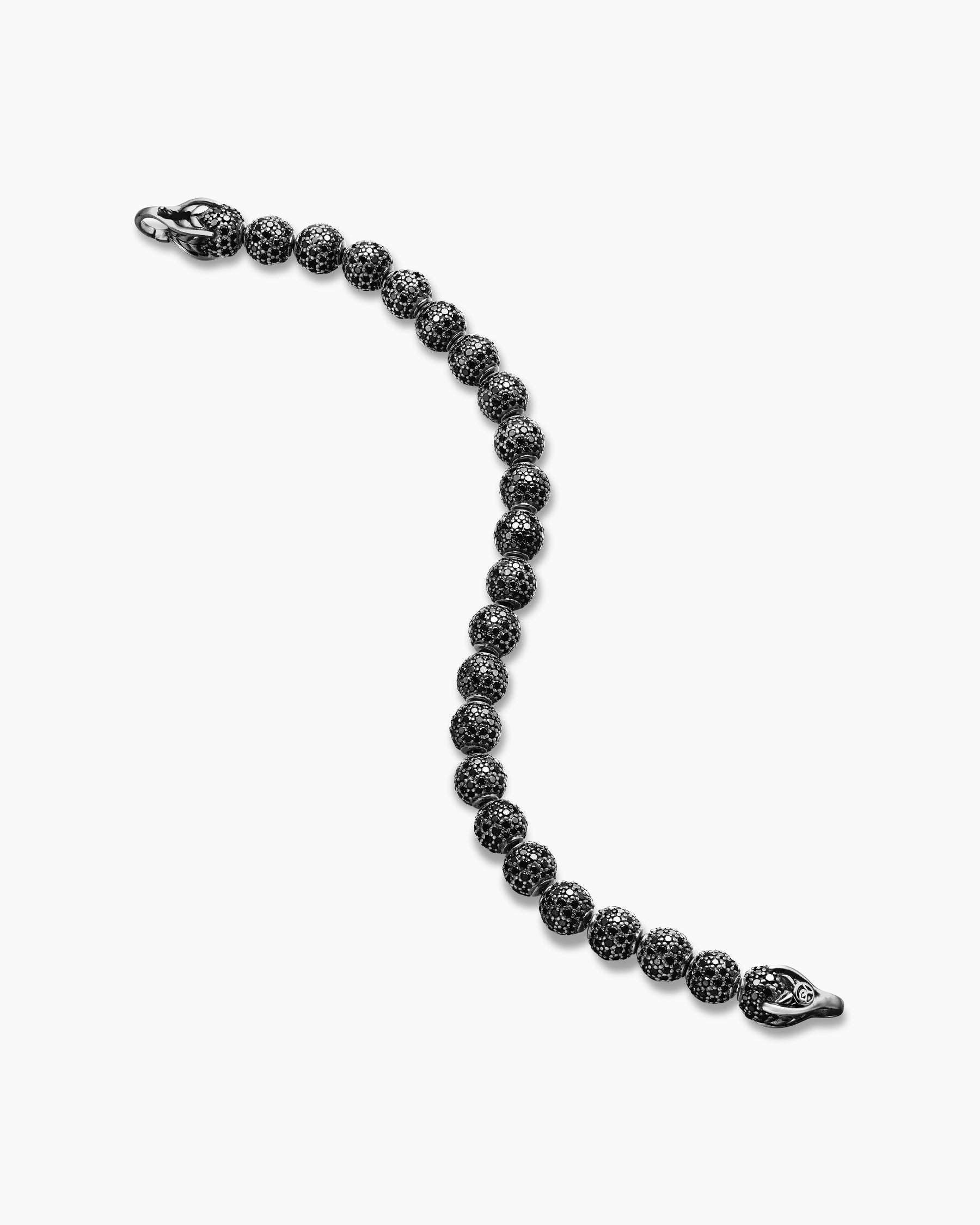 Spiritual Beads Bracelet in Sterling Silver with Pavé Black Diamonds, 8mm - Image 4