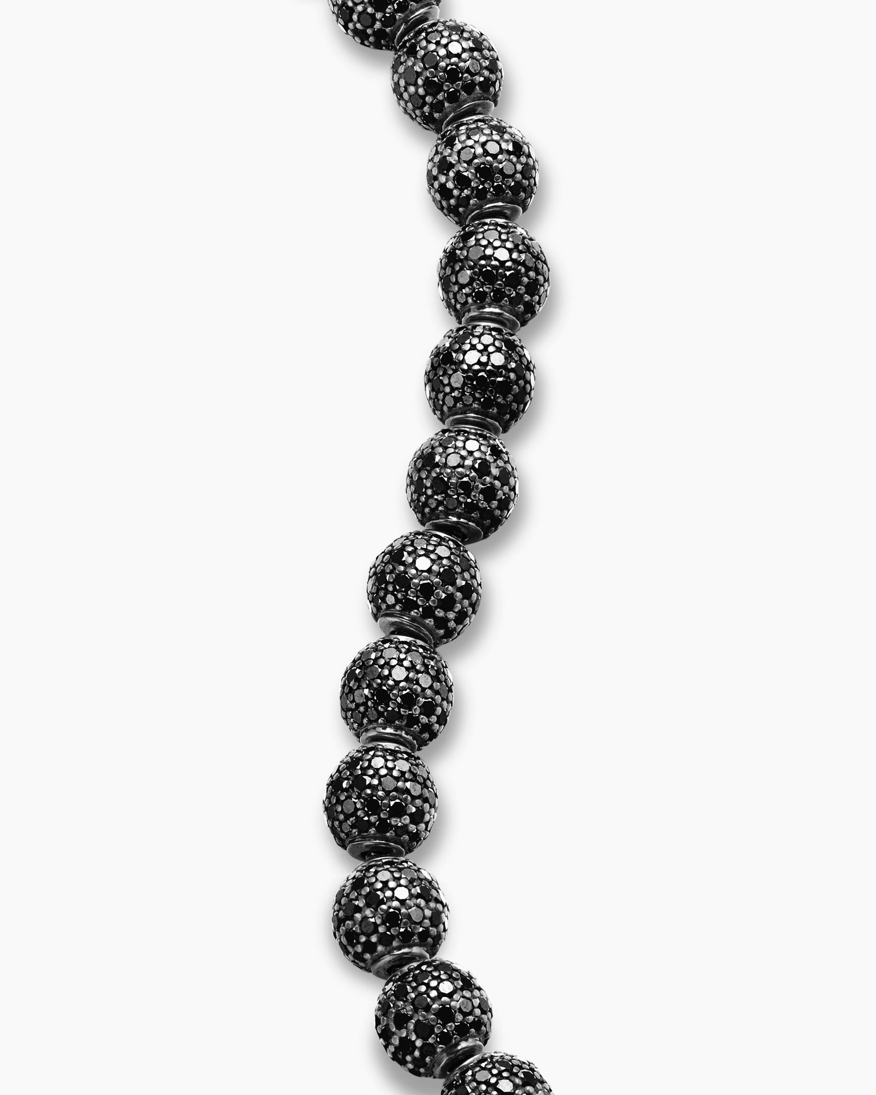 Spiritual Beads Bracelet in Sterling Silver with Pavé Black Diamonds, 8mm - Image 6