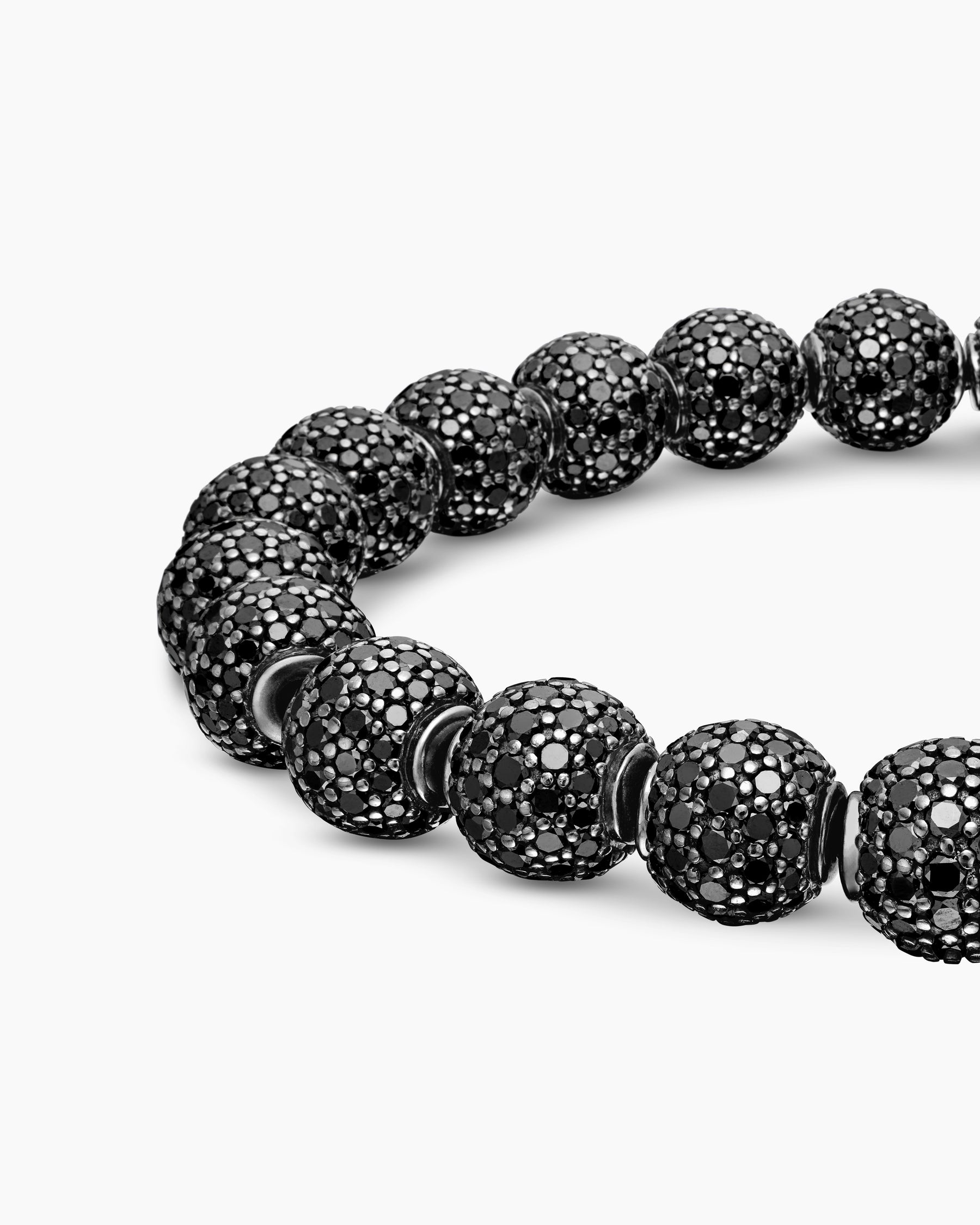 Spiritual Beads Bracelet in Sterling Silver with Pavé Black Diamonds, 8mm - Image 7