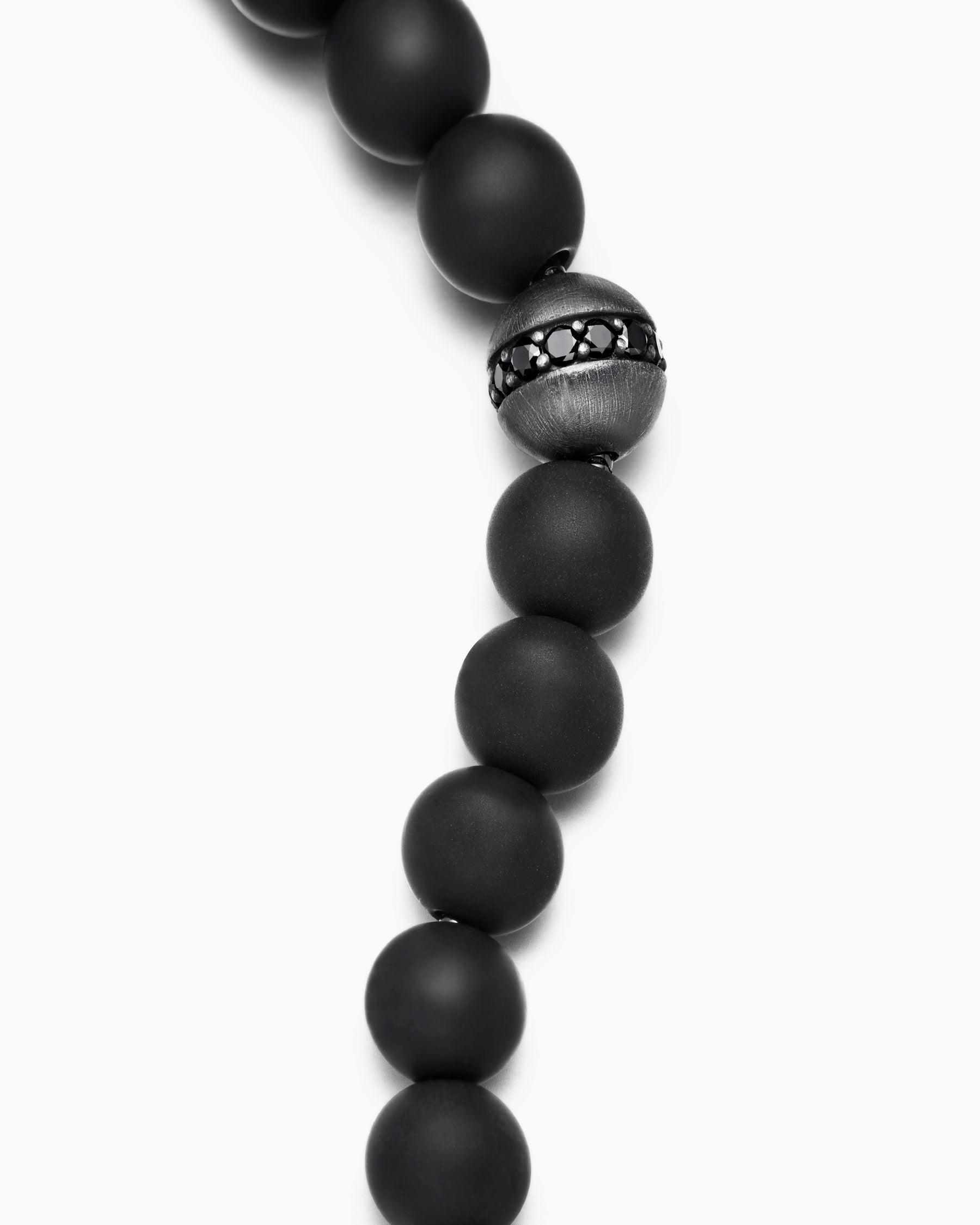 Spiritual Beads Bracelet in Sterling Silver with Black Onyx and Pavé Black Diamond Accent, 8mm - Image 6