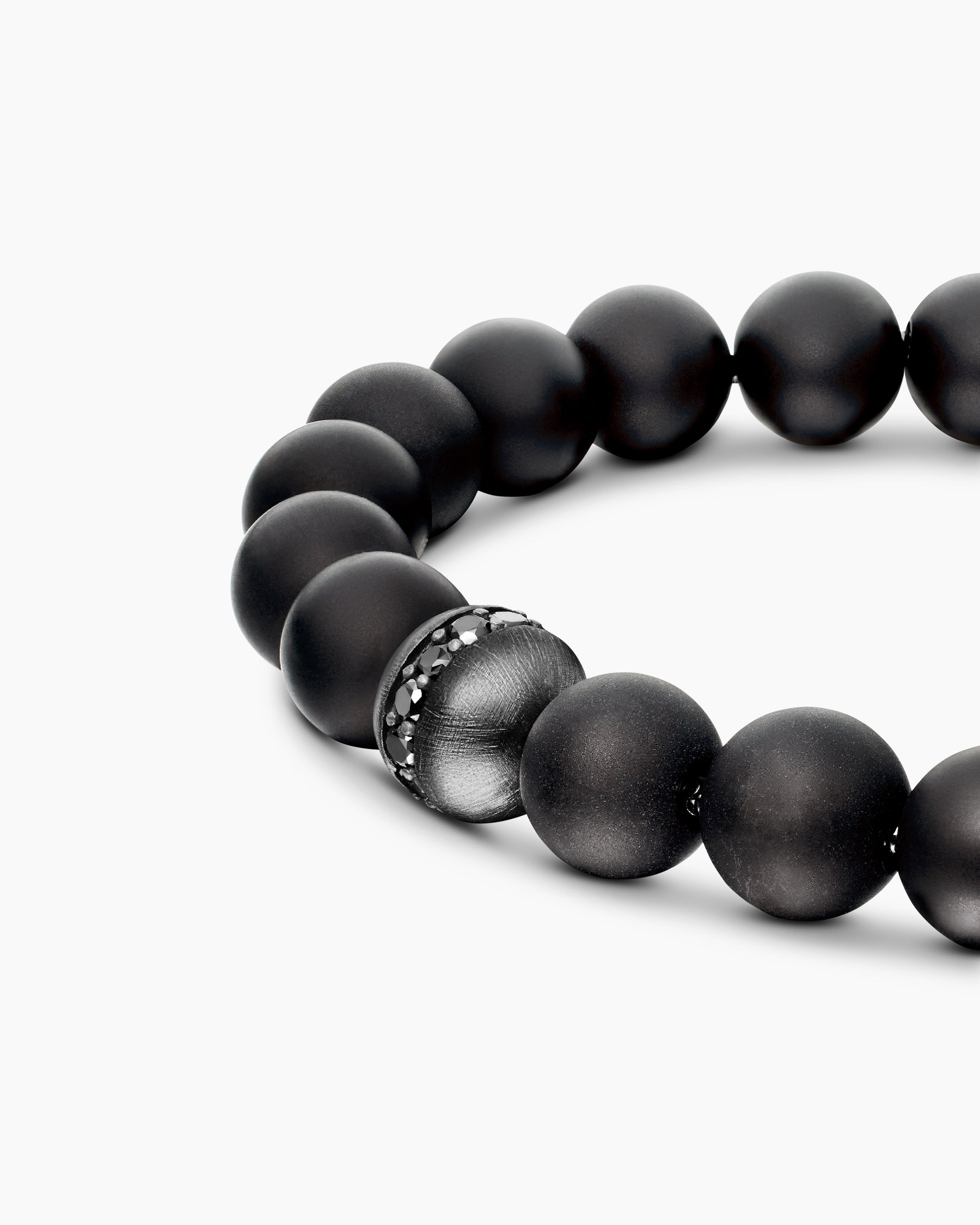 Spiritual Beads Bracelet in Sterling Silver with Black Onyx and Pavé Black Diamond Accent, 8mm - Image 7