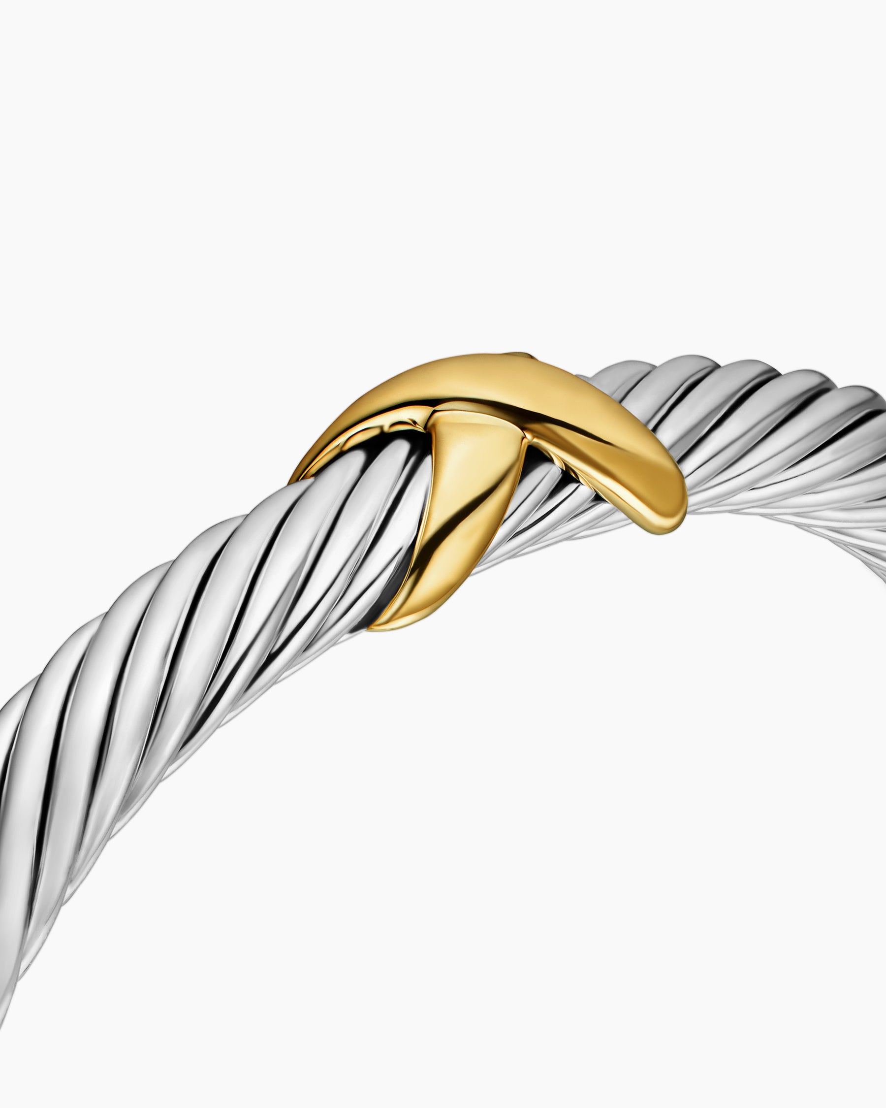 X Classic Cable Station Bracelet in Sterling Silver with 14K Yellow Gold, 7mm - Image 5