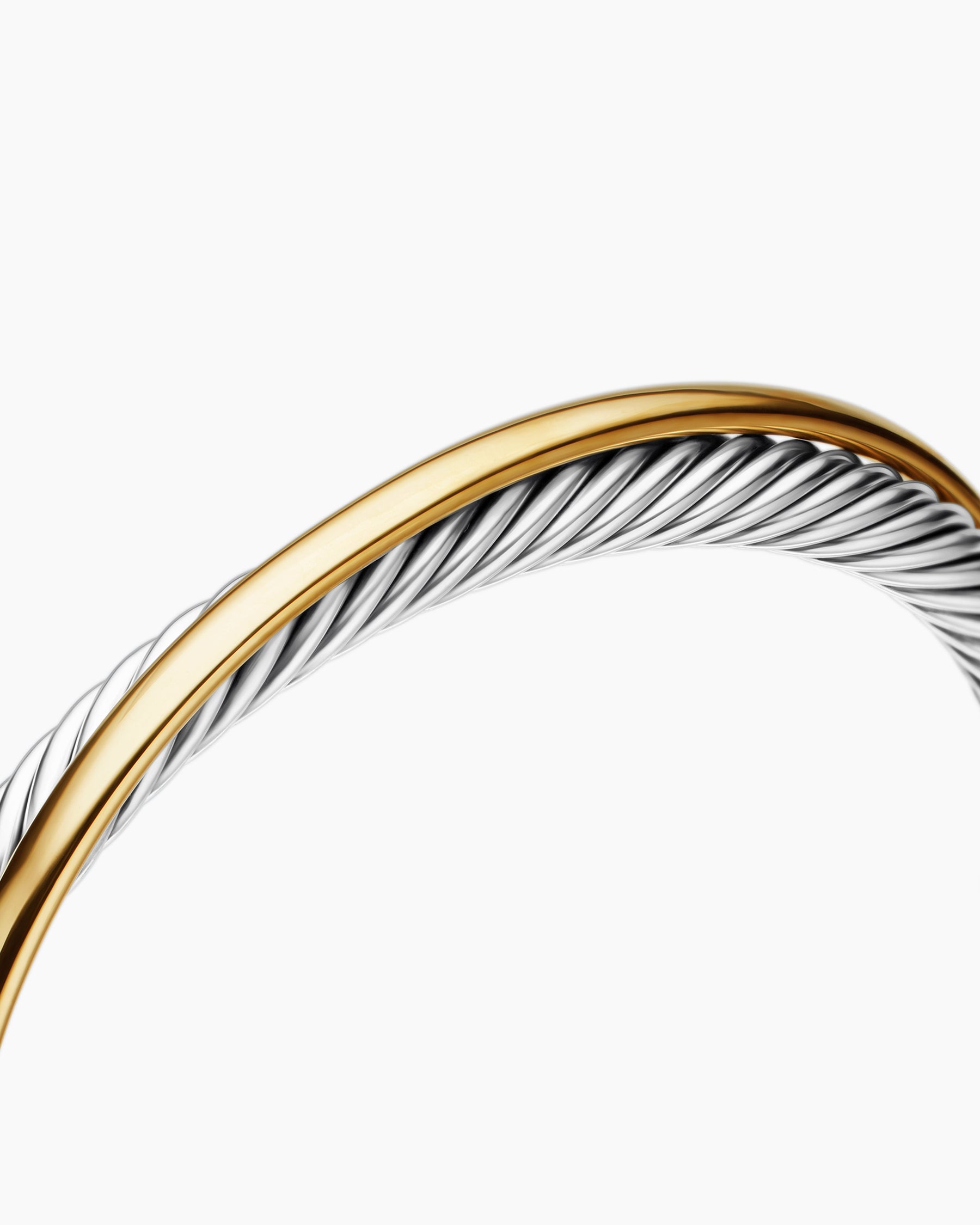 Crossover Two Row Cuff Bracelet in Sterling Silver with 18K Yellow Gold, 5mm - Image 5