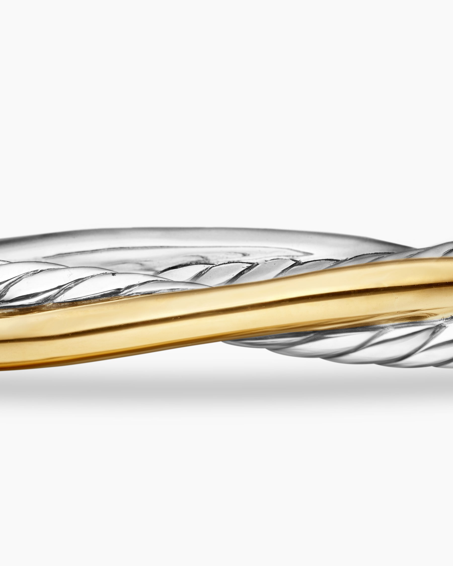 Crossover Two Row Cuff Bracelet in Sterling Silver with 18K Yellow Gold, 5mm - Image 6