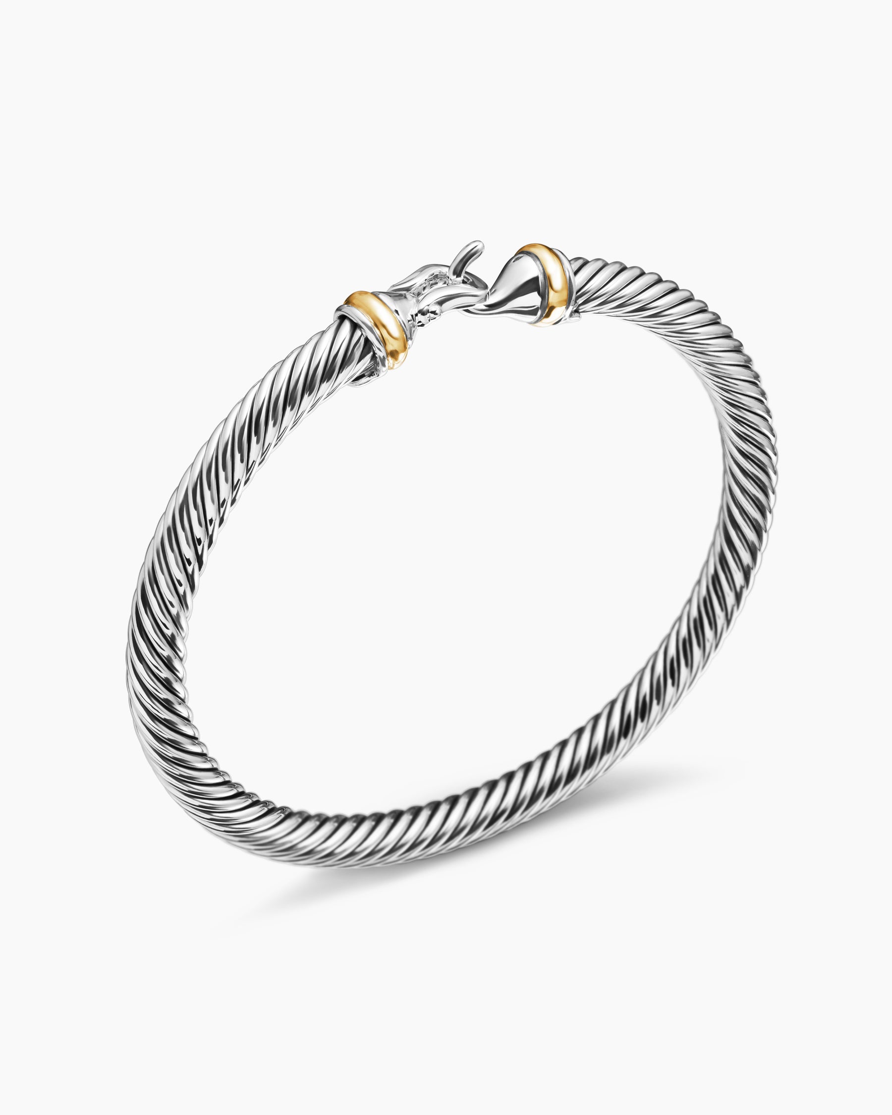 Buckle Classic Cable Bracelet in Sterling Silver with 18K Yellow Gold, 5mm - Image 3