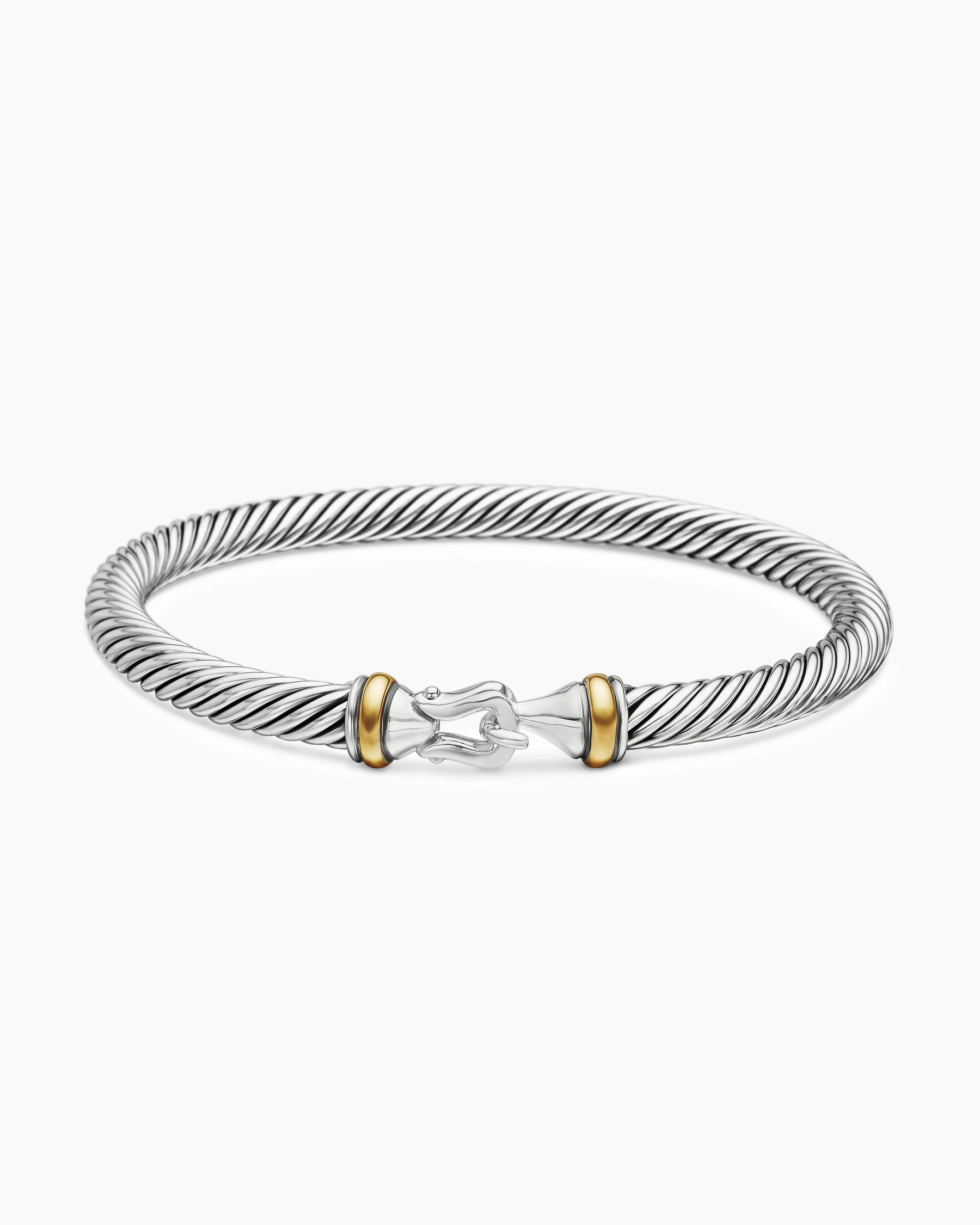Buckle Classic Cable Bracelet in Sterling Silver with 18K Yellow Gold, 5mm - Image 4