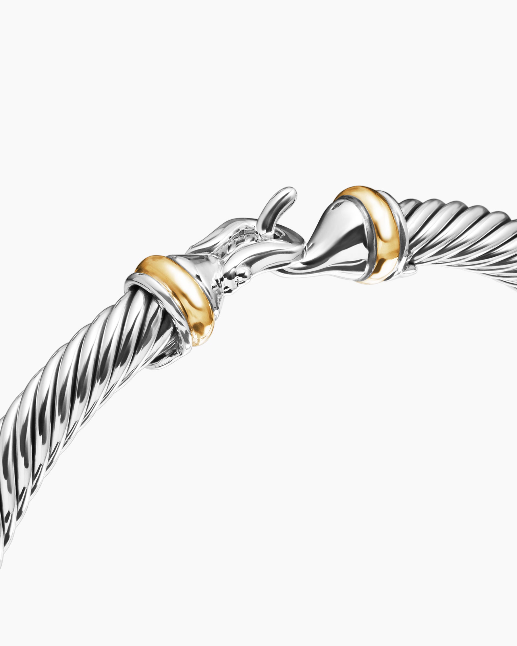 Buckle Classic Cable Bracelet in Sterling Silver with 18K Yellow Gold, 5mm - Image 5