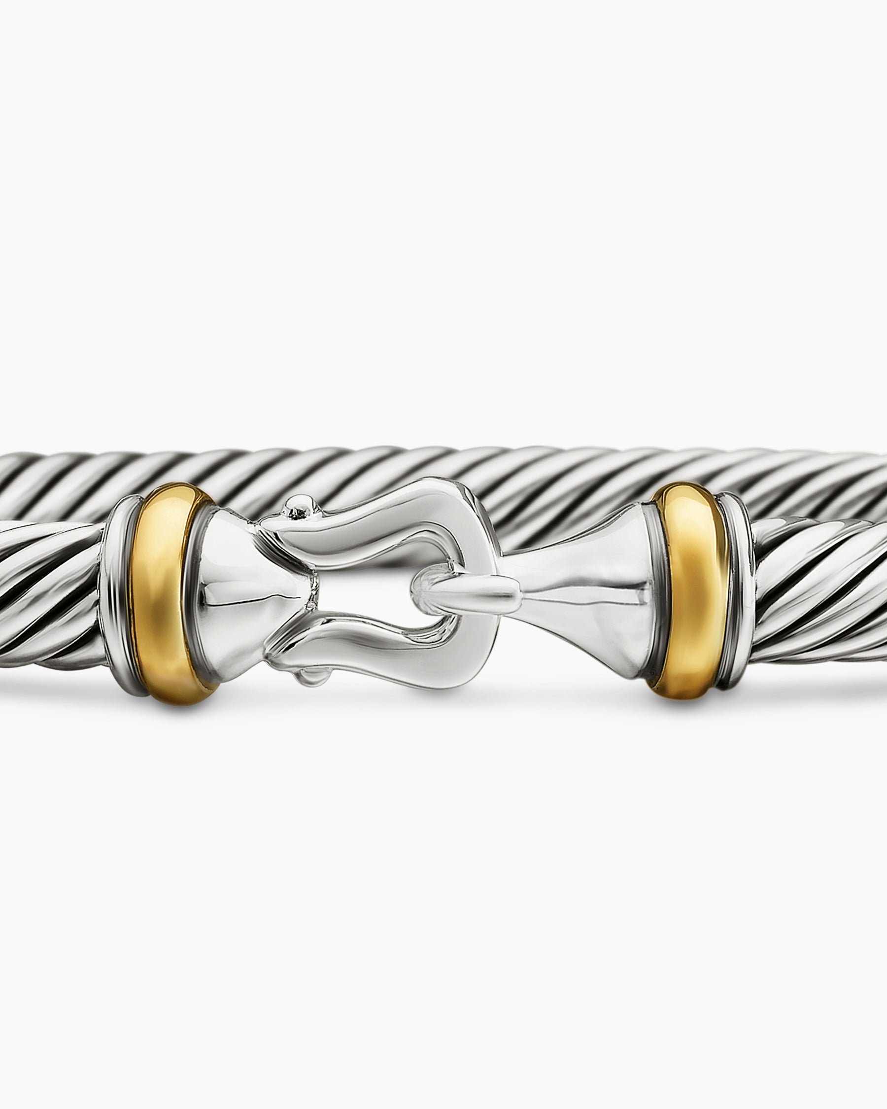 Buckle Classic Cable Bracelet in Sterling Silver with 18K Yellow Gold, 5mm - Image 6