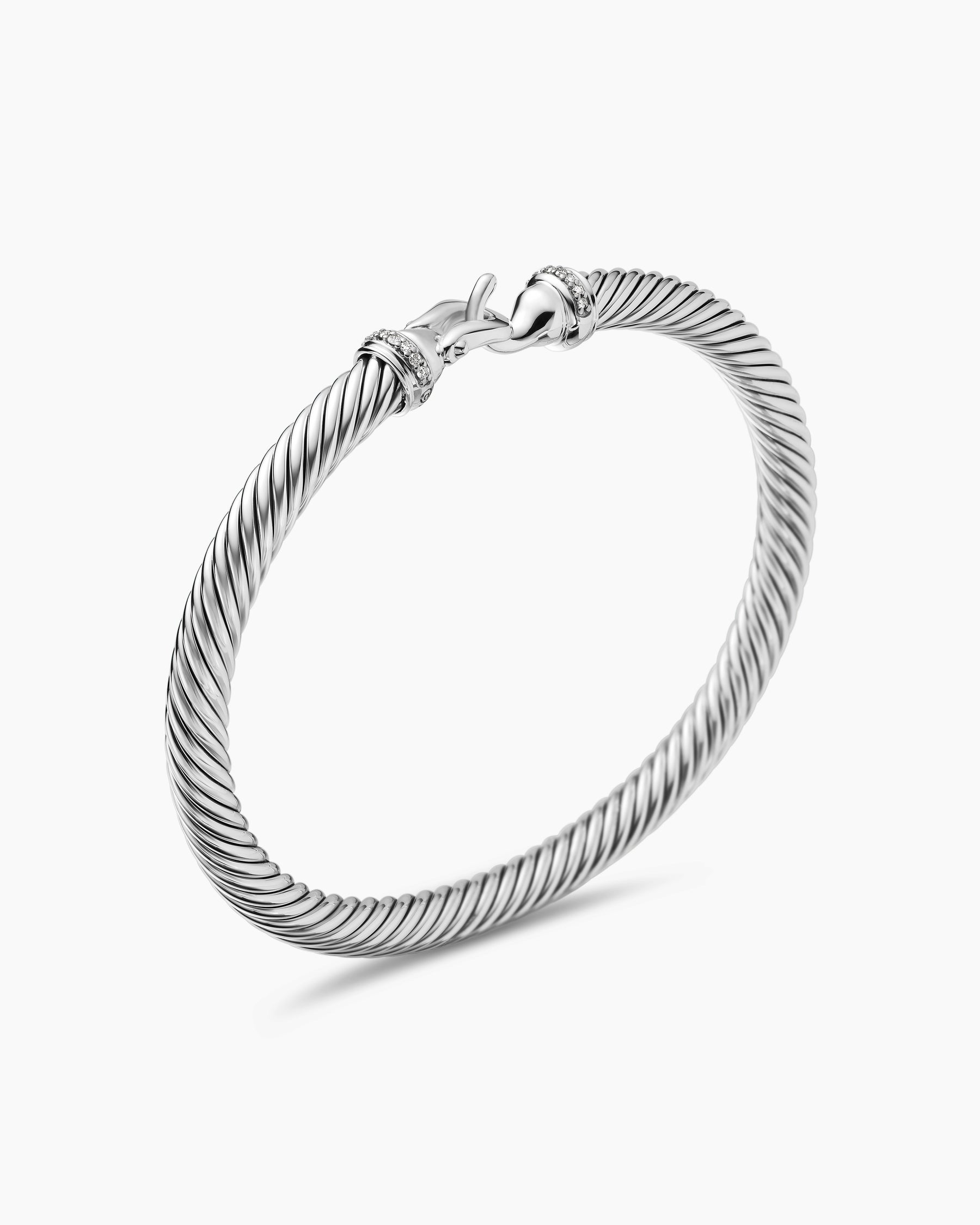 Buckle Classic Cable Bracelet in Sterling Silver with Diamonds, 5mm - Image 3