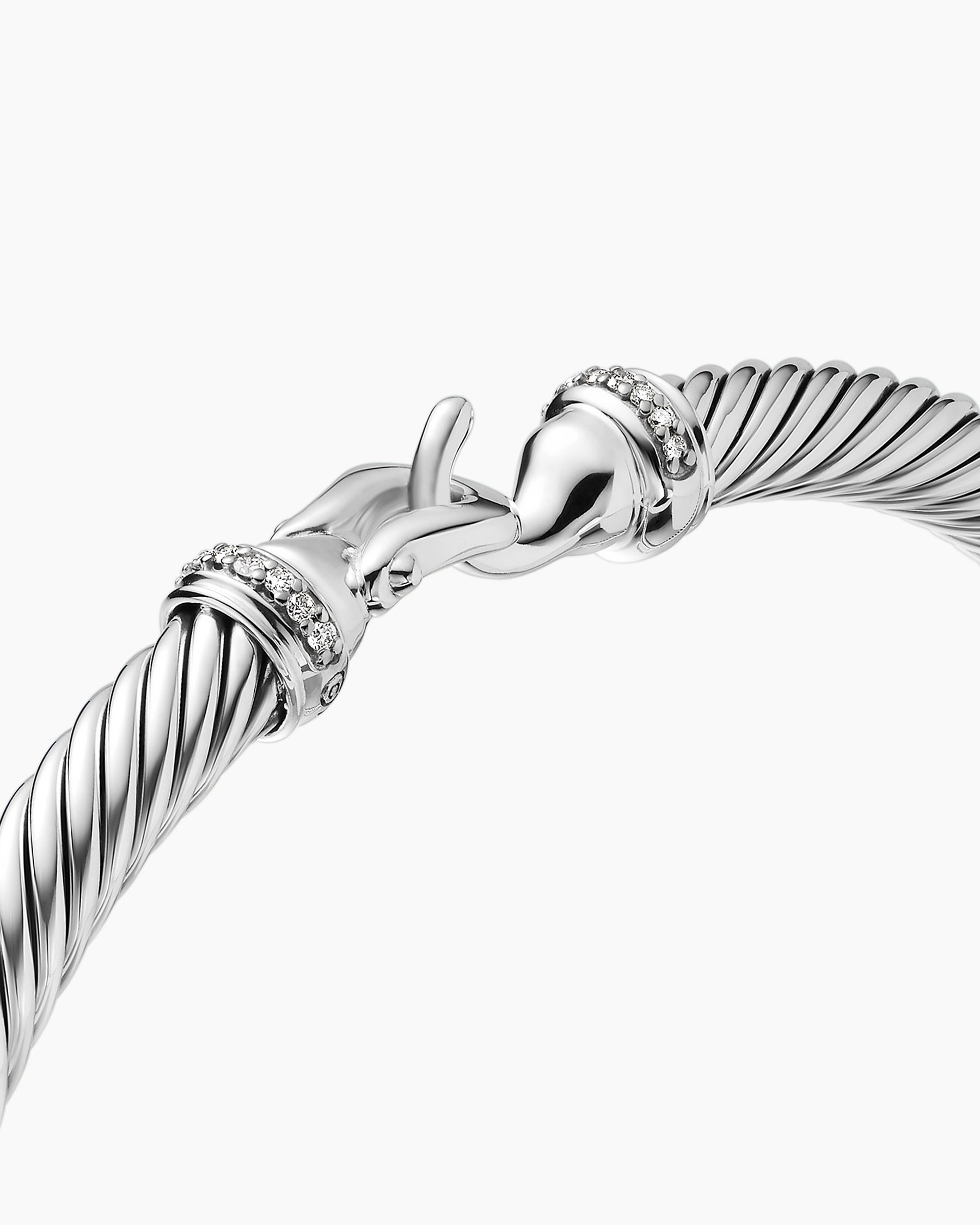 Buckle Classic Cable Bracelet in Sterling Silver with Diamonds, 5mm - Image 5