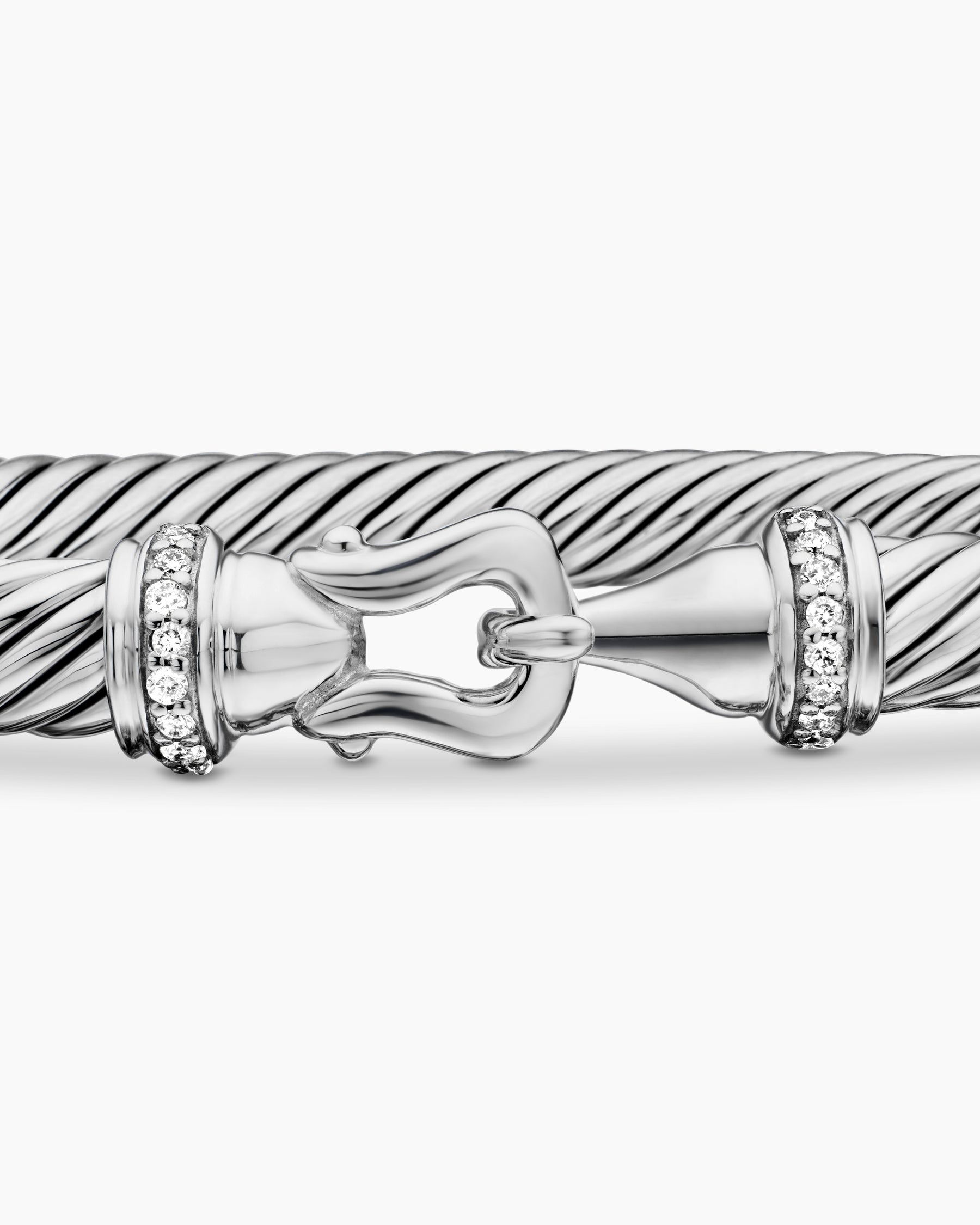 Buckle Classic Cable Bracelet in Sterling Silver with Diamonds, 5mm - Image 6