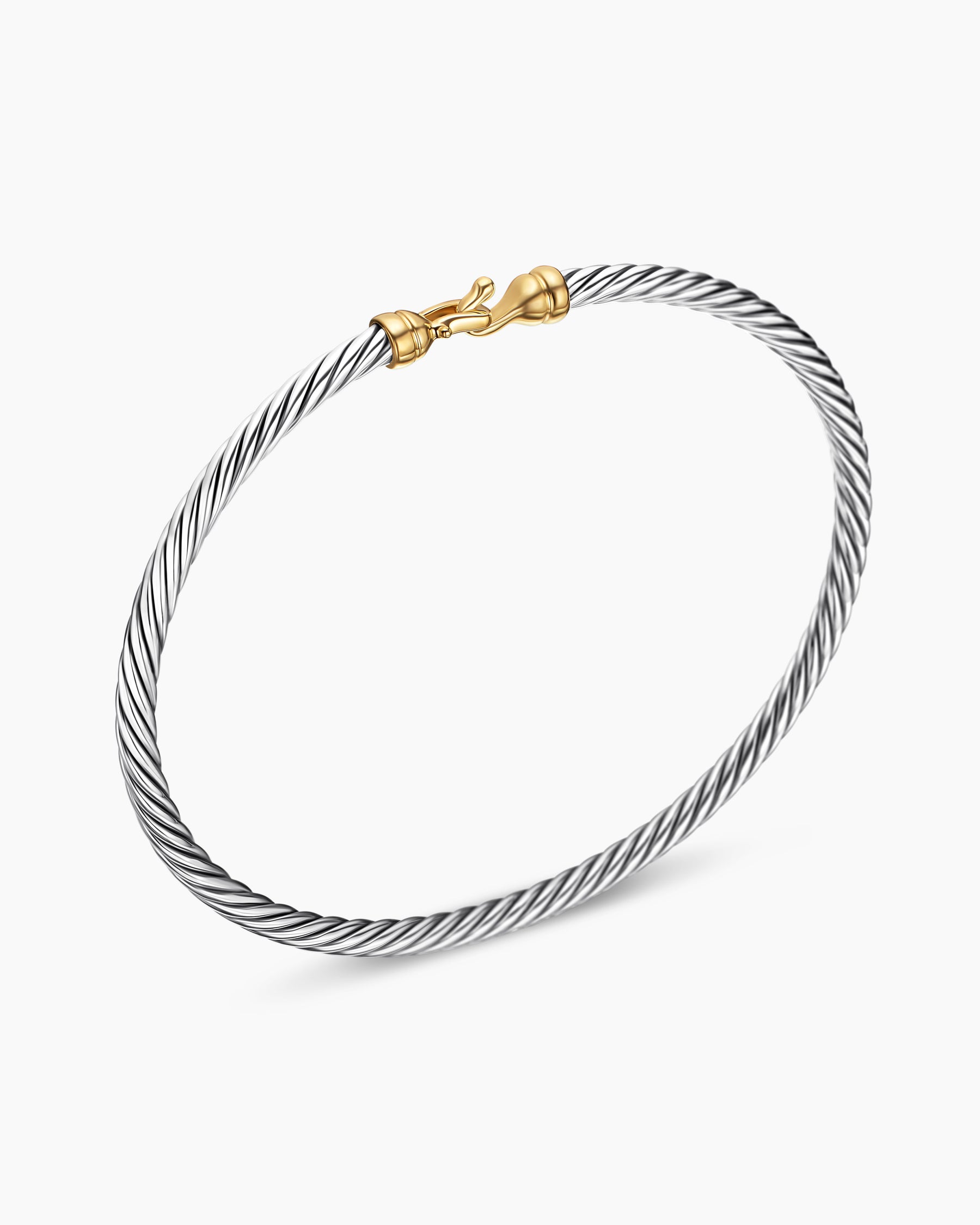 Buckle Classic Cable Bracelet in Sterling Silver with 18K Yellow Gold, 3mm - Image 3