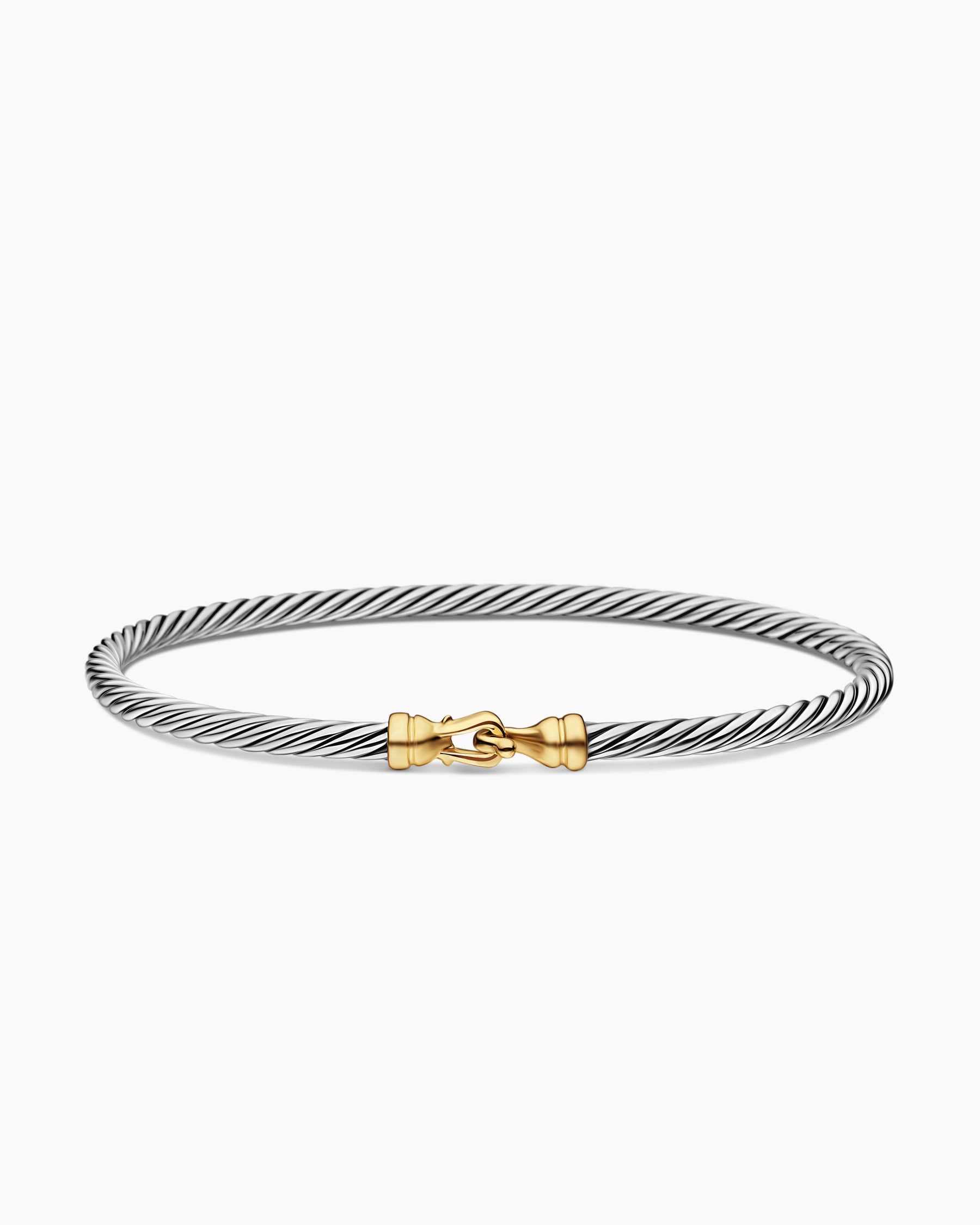 Buckle Classic Cable Bracelet in Sterling Silver with 18K Yellow Gold, 3mm - Image 4