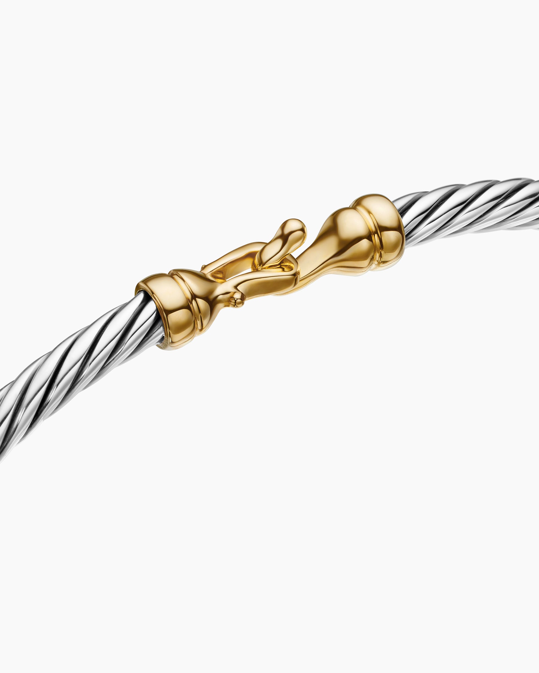 Buckle Classic Cable Bracelet in Sterling Silver with 18K Yellow Gold, 3mm - Image 5