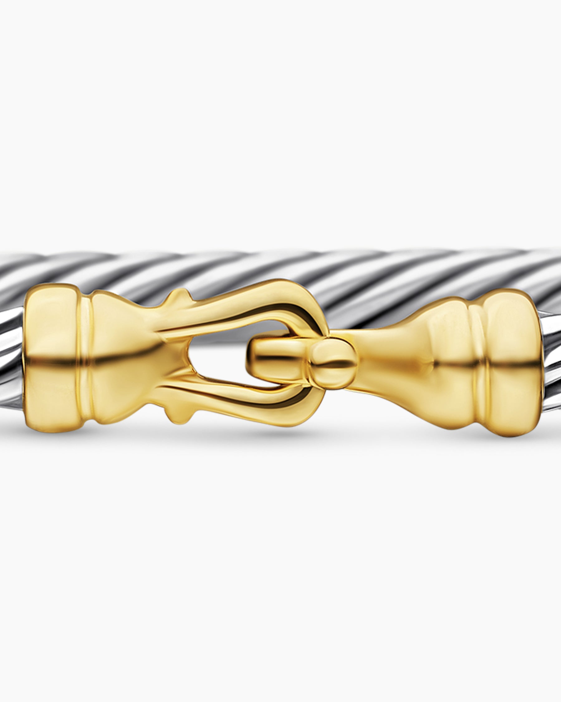 Buckle Classic Cable Bracelet in Sterling Silver with 18K Yellow Gold, 3mm - Image 6