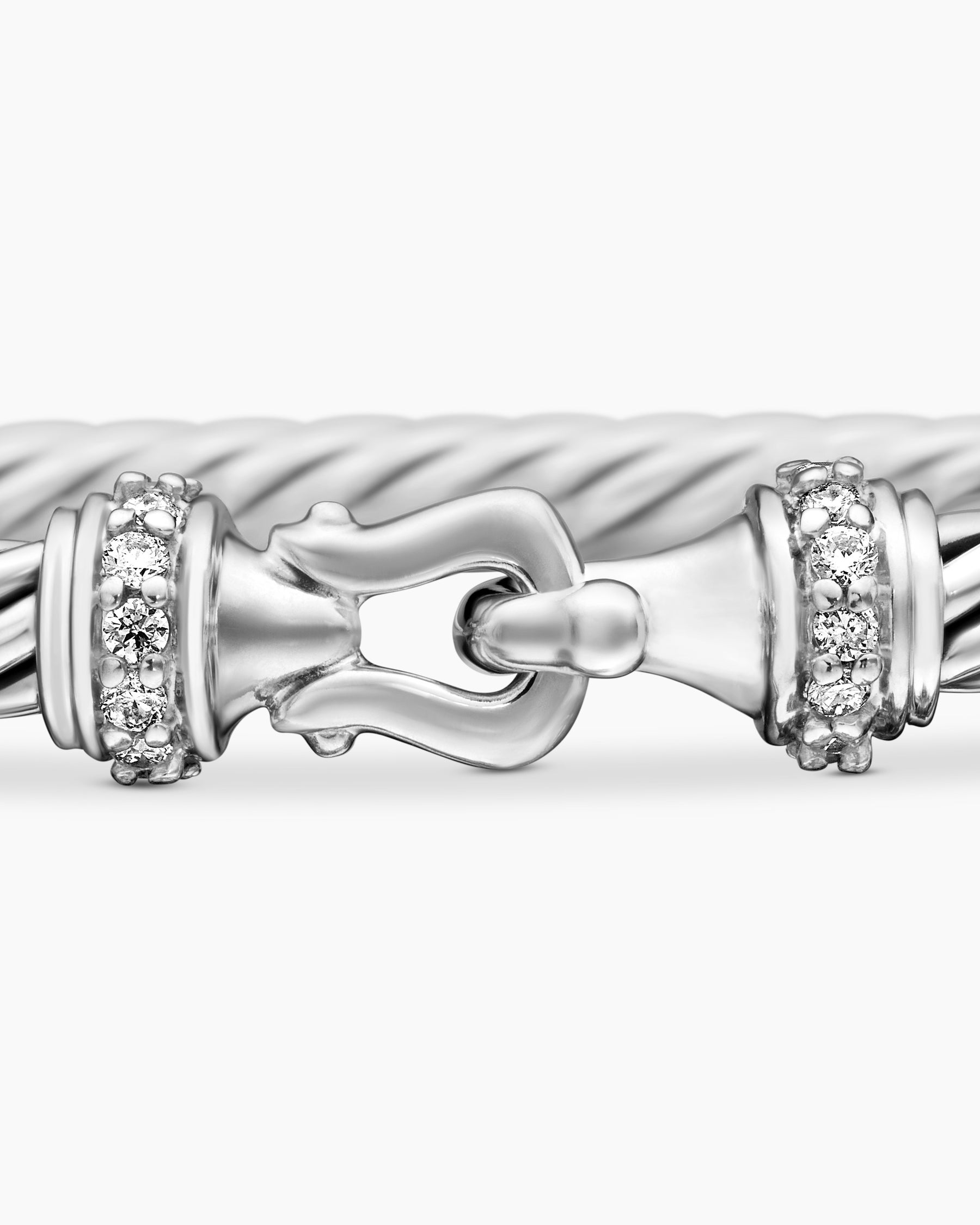 Buckle Classic Cable Bracelet in Sterling Silver with Diamonds, 3mm - Image 6