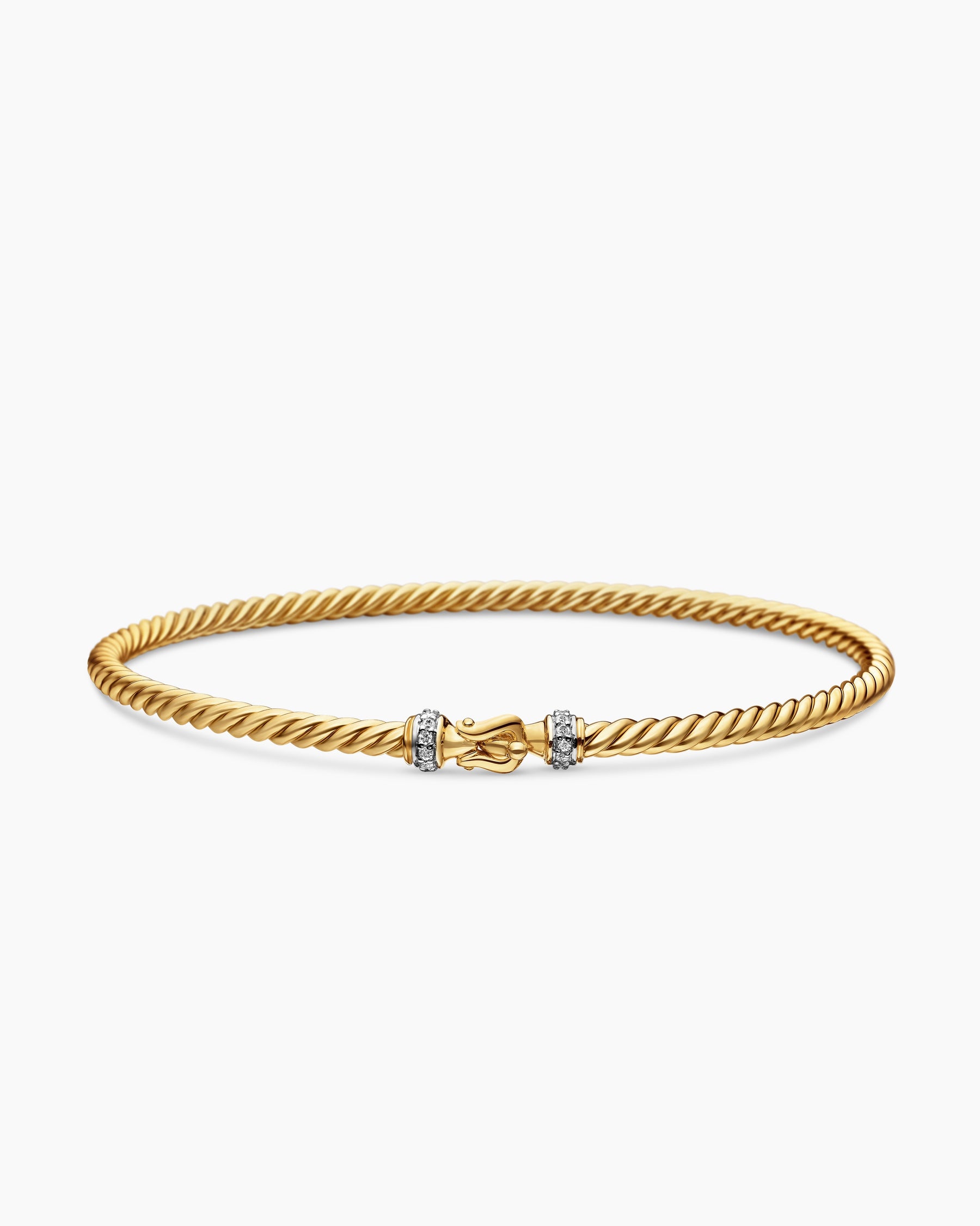 Buckle Classic Cable Bracelet in 18K Yellow Gold with Diamonds, 2.6mm - Image 4