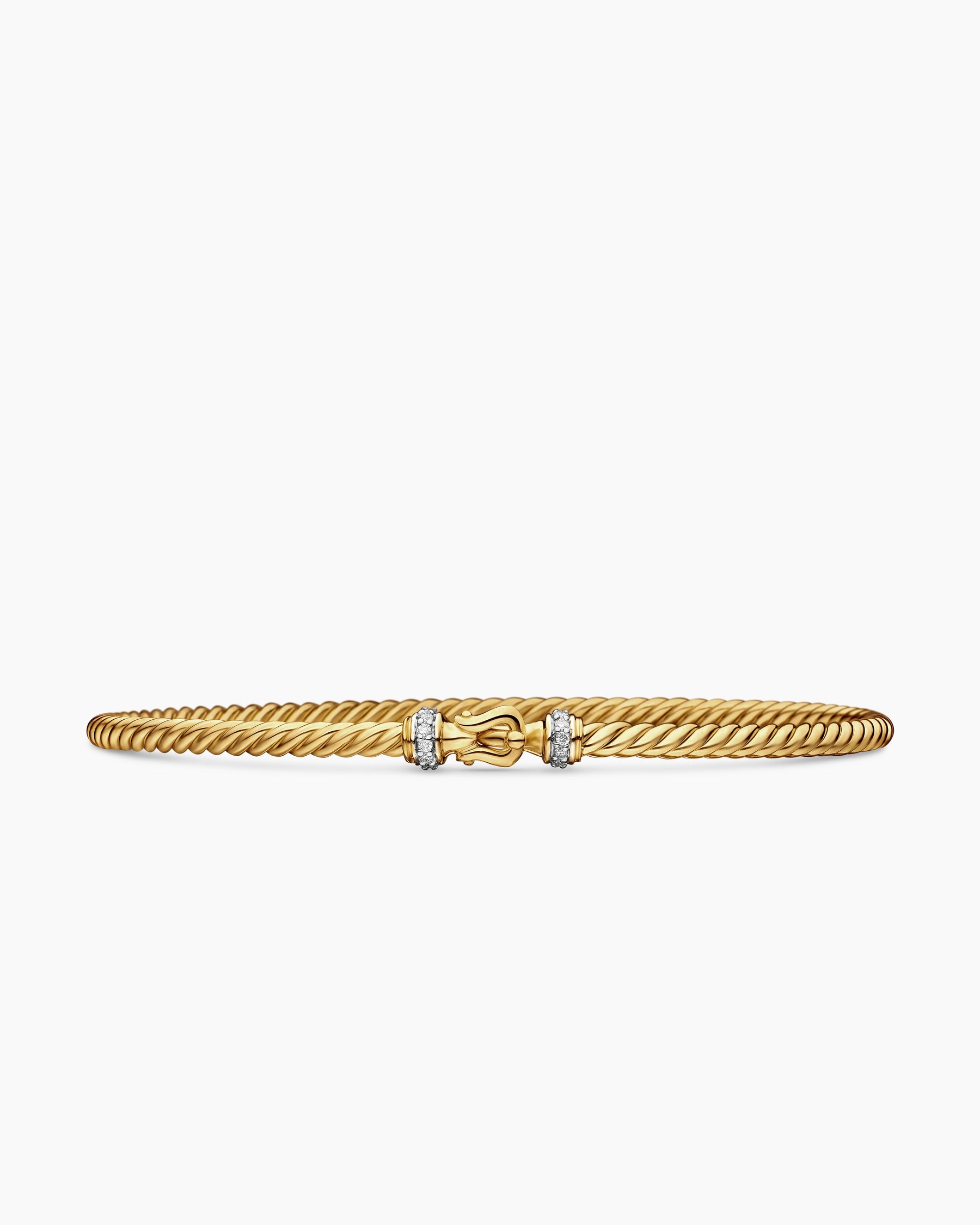 Buckle Classic Cable Bracelet in 18K Yellow Gold with Diamonds, 2.6mm