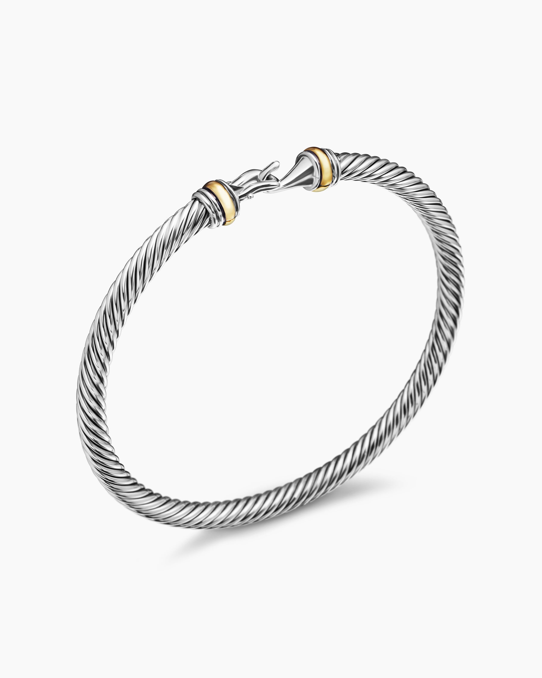 Buckle Classic Cable Bracelet in Sterling Silver with 18K Yellow Gold, 4mm - Image 3