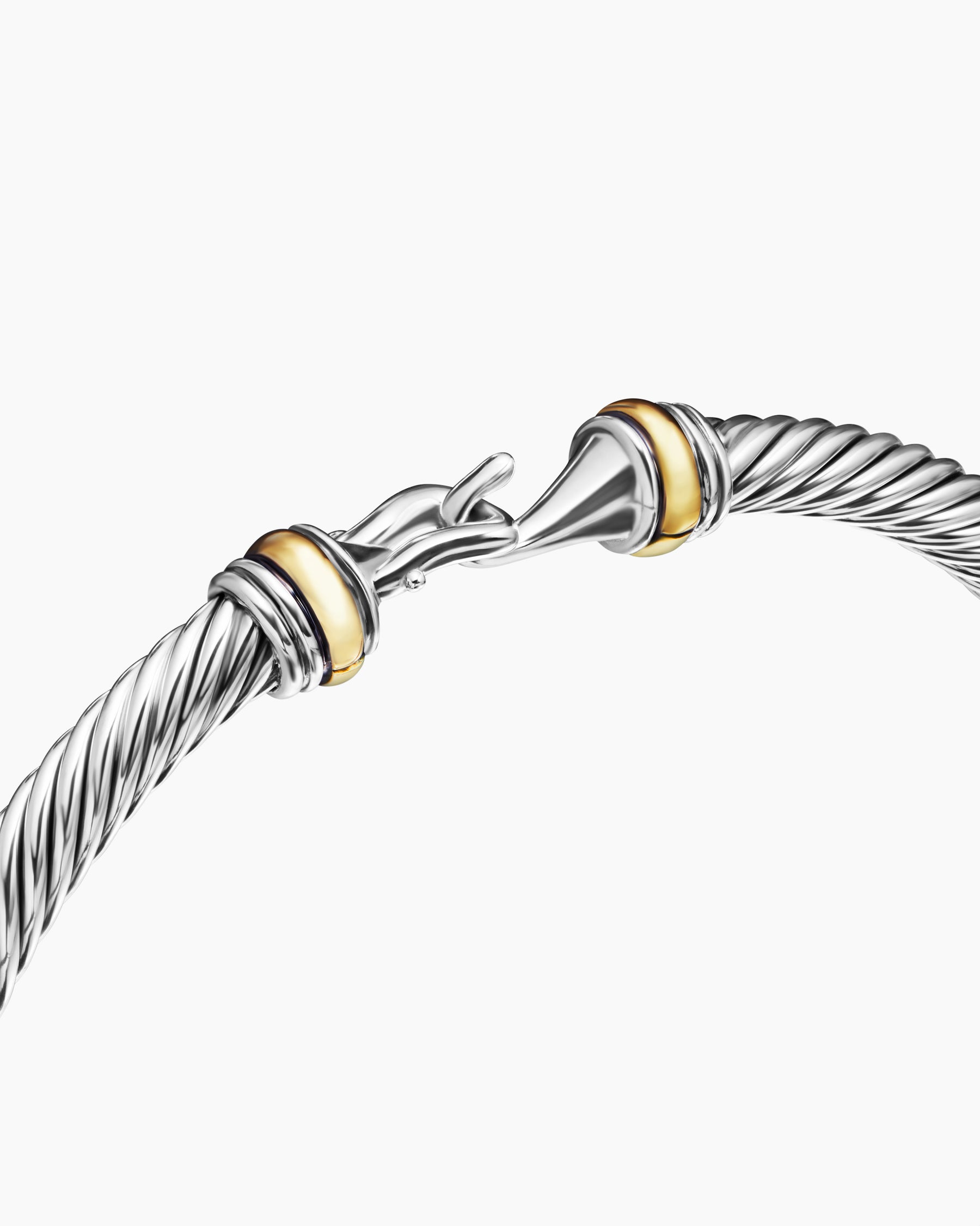 Buckle Classic Cable Bracelet in Sterling Silver with 18K Yellow Gold, 4mm - Image 5