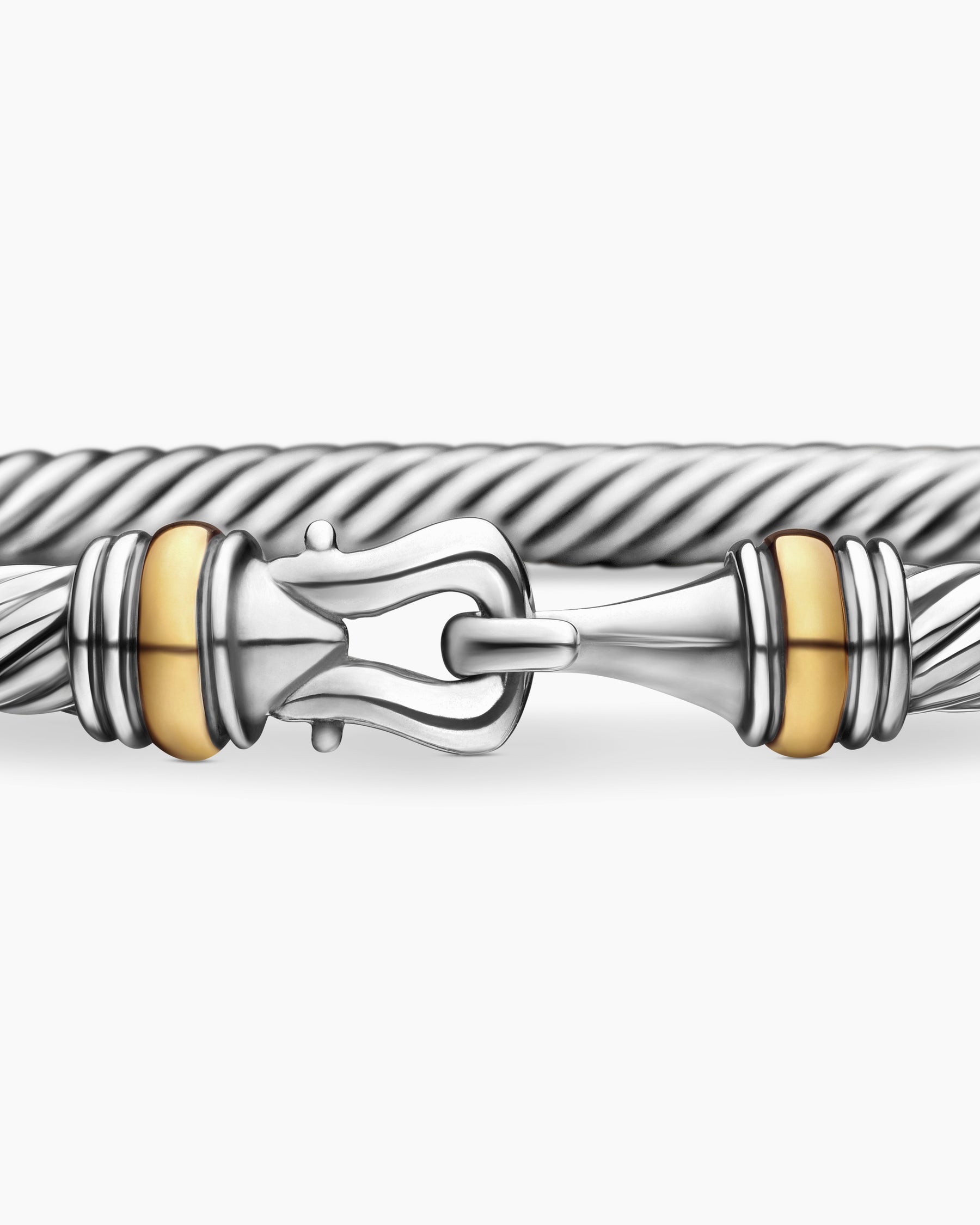 Buckle Classic Cable Bracelet in Sterling Silver with 18K Yellow Gold, 4mm - Image 6