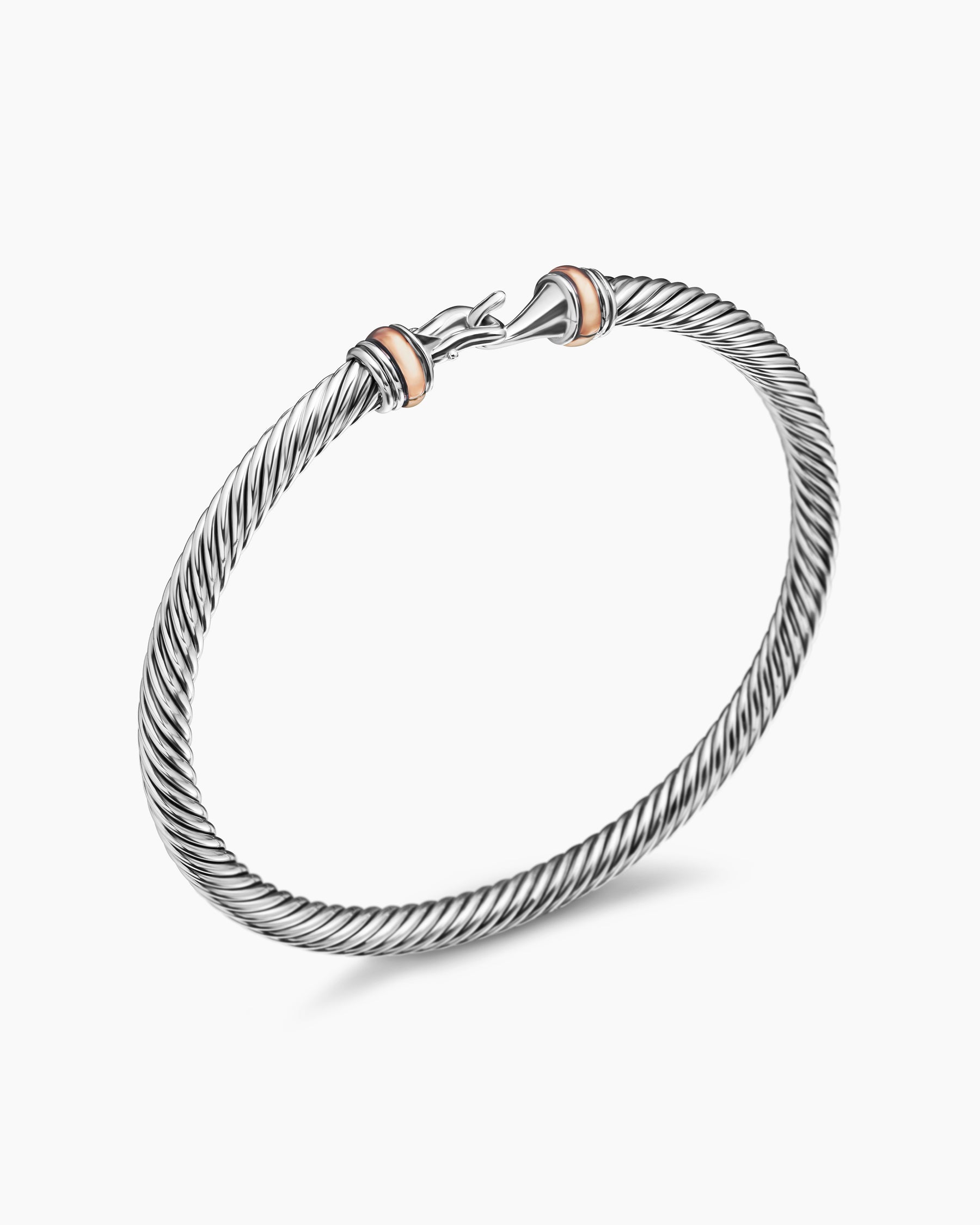 Buckle Classic Cable Bracelet in Sterling Silver with 18K Rose Gold, 4mm - Image 3