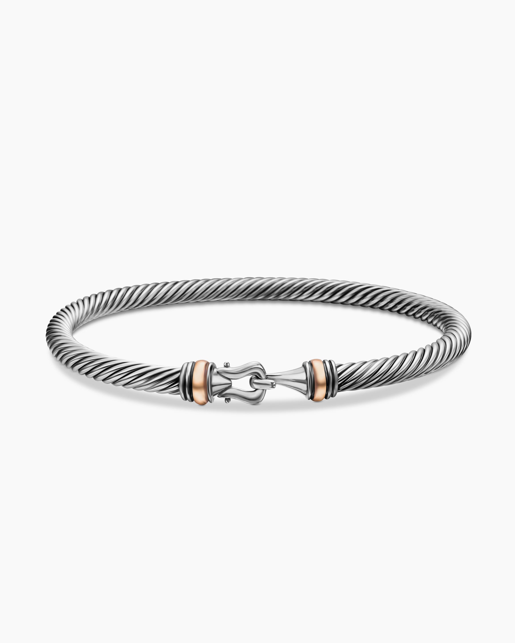 Buckle Classic Cable Bracelet in Sterling Silver with 18K Rose Gold, 4mm - Image 4