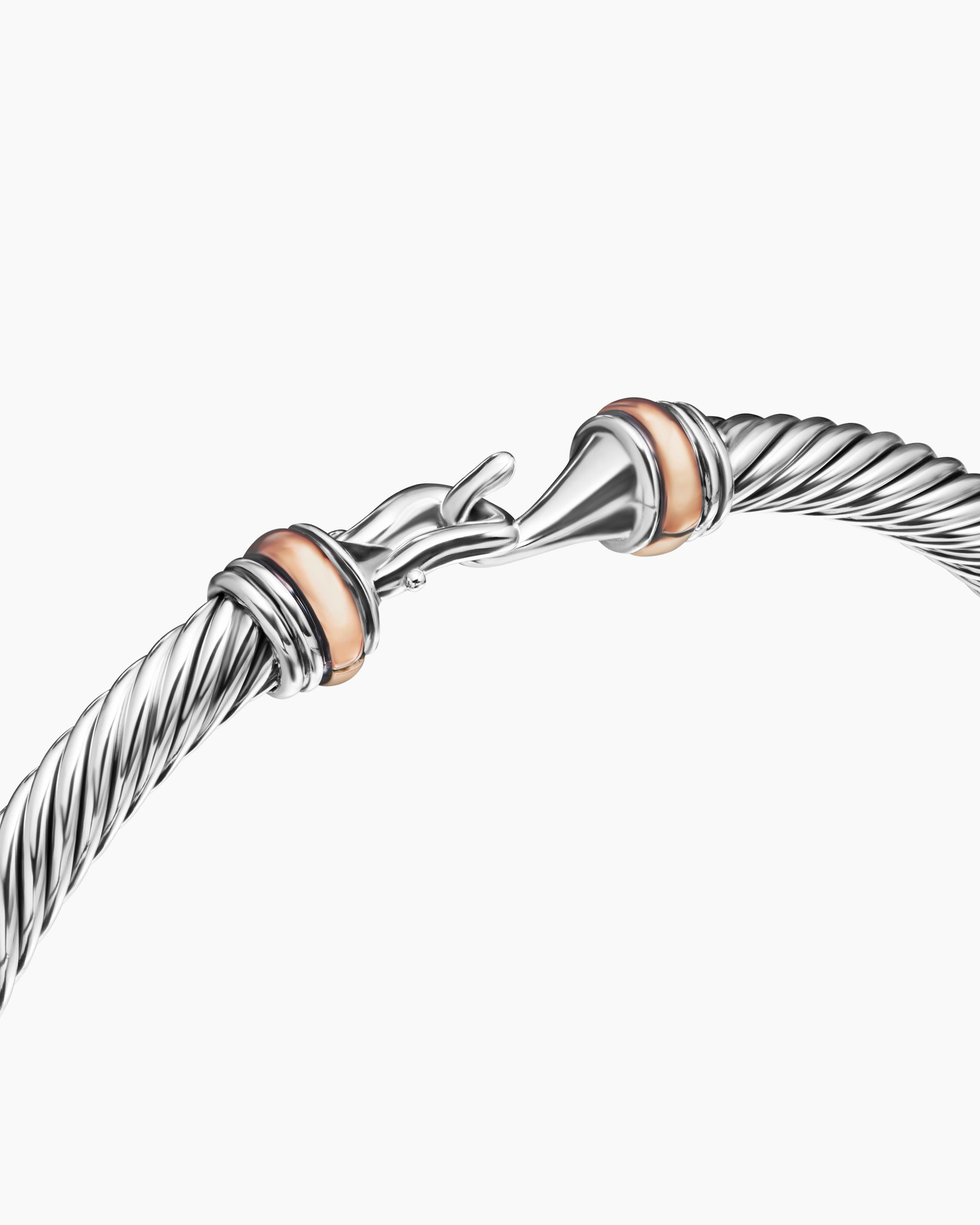 Buckle Classic Cable Bracelet in Sterling Silver with 18K Rose Gold, 4mm - Image 5