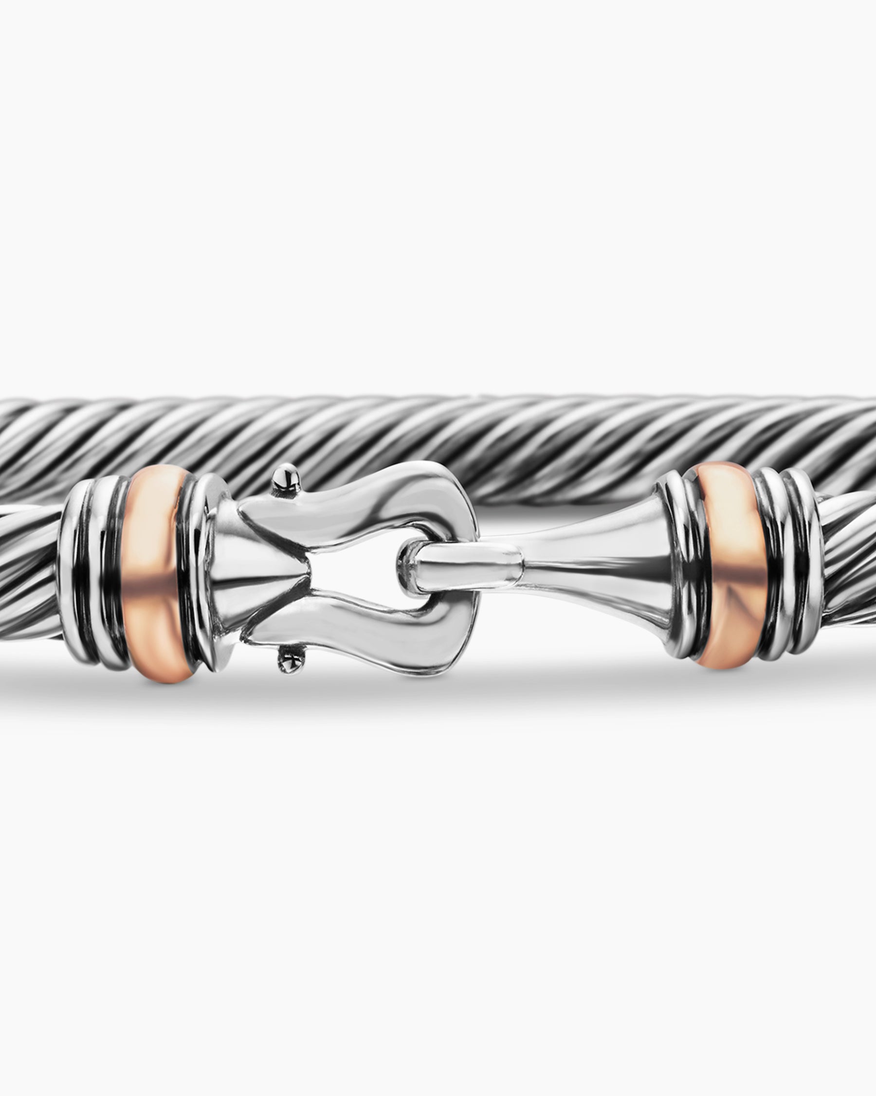 Buckle Classic Cable Bracelet in Sterling Silver with 18K Rose Gold, 4mm - Image 6