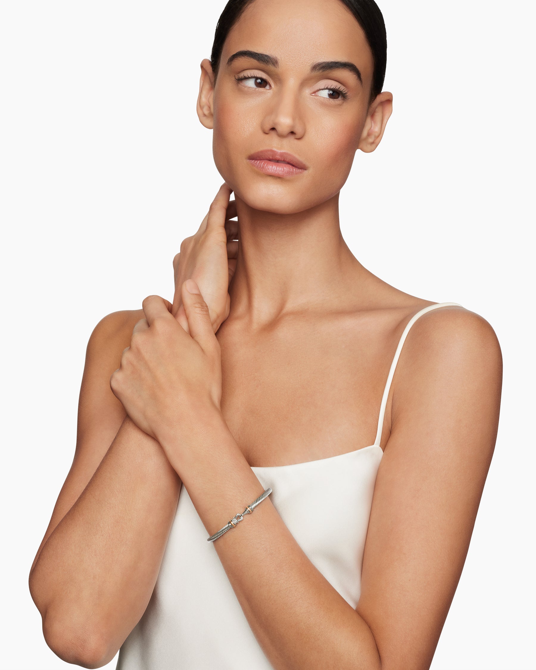 Alternative view of Buckle Classic Cable Bracelet in Sterling Silver with 18K Rose Gold, 4mm