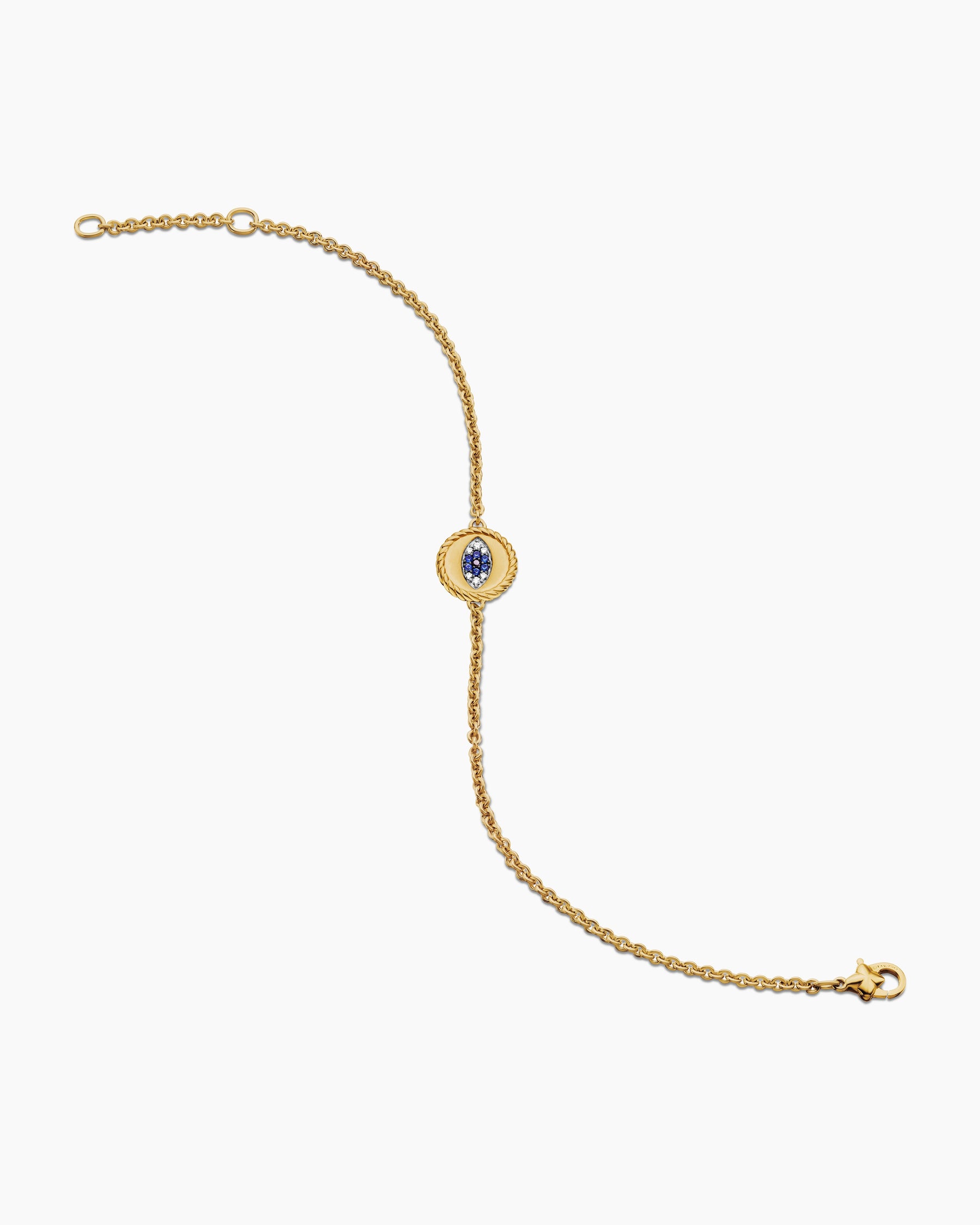 Cable Collectibles Evil Eye Bracelet in 18K Yellow Gold with Pavé Blue Sapphires and Diamonds, 2mm - Image 4