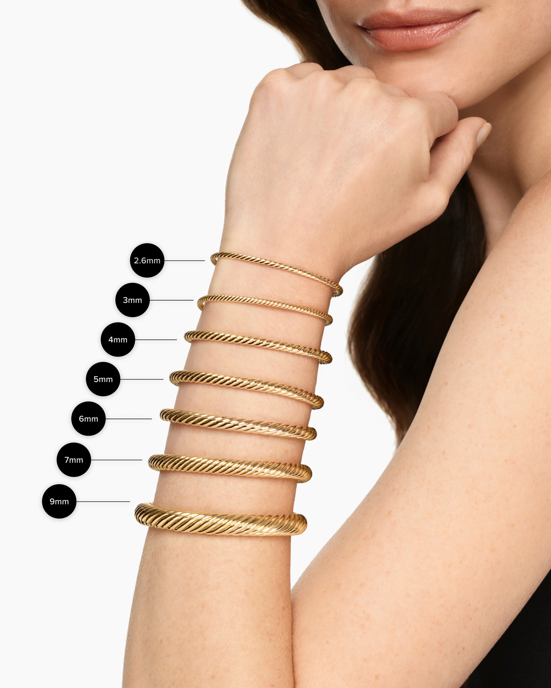 Cable Flex Bracelet in 18K Yellow Gold, 4mm - Image 8