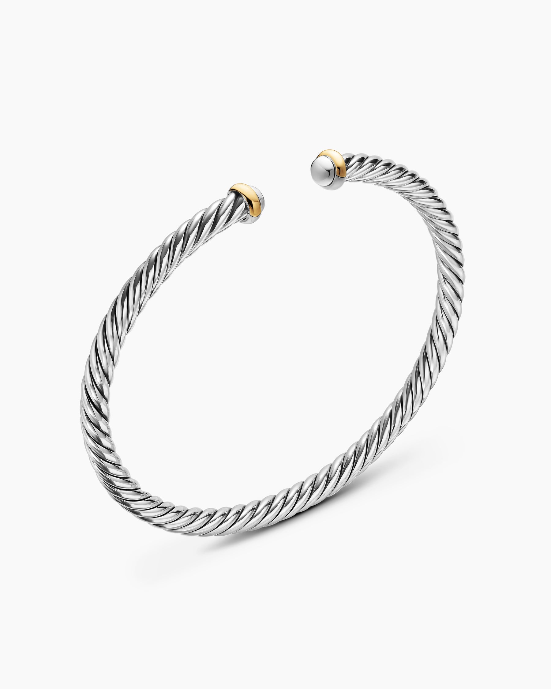 Cable Flex Bracelet in Sterling Silver with 14K Yellow Gold, 4mm - Image 3