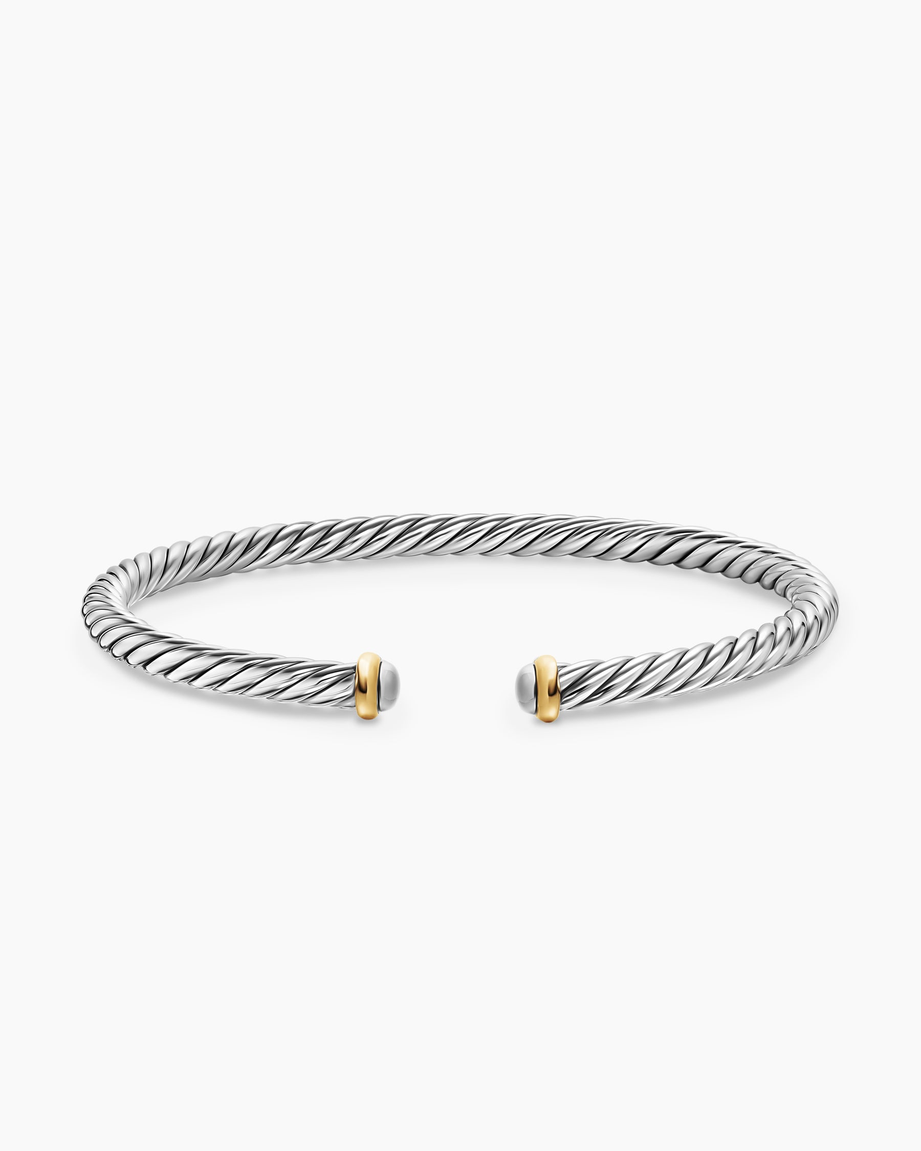 Cable Flex Bracelet in Sterling Silver with 14K Yellow Gold, 4mm - Image 4