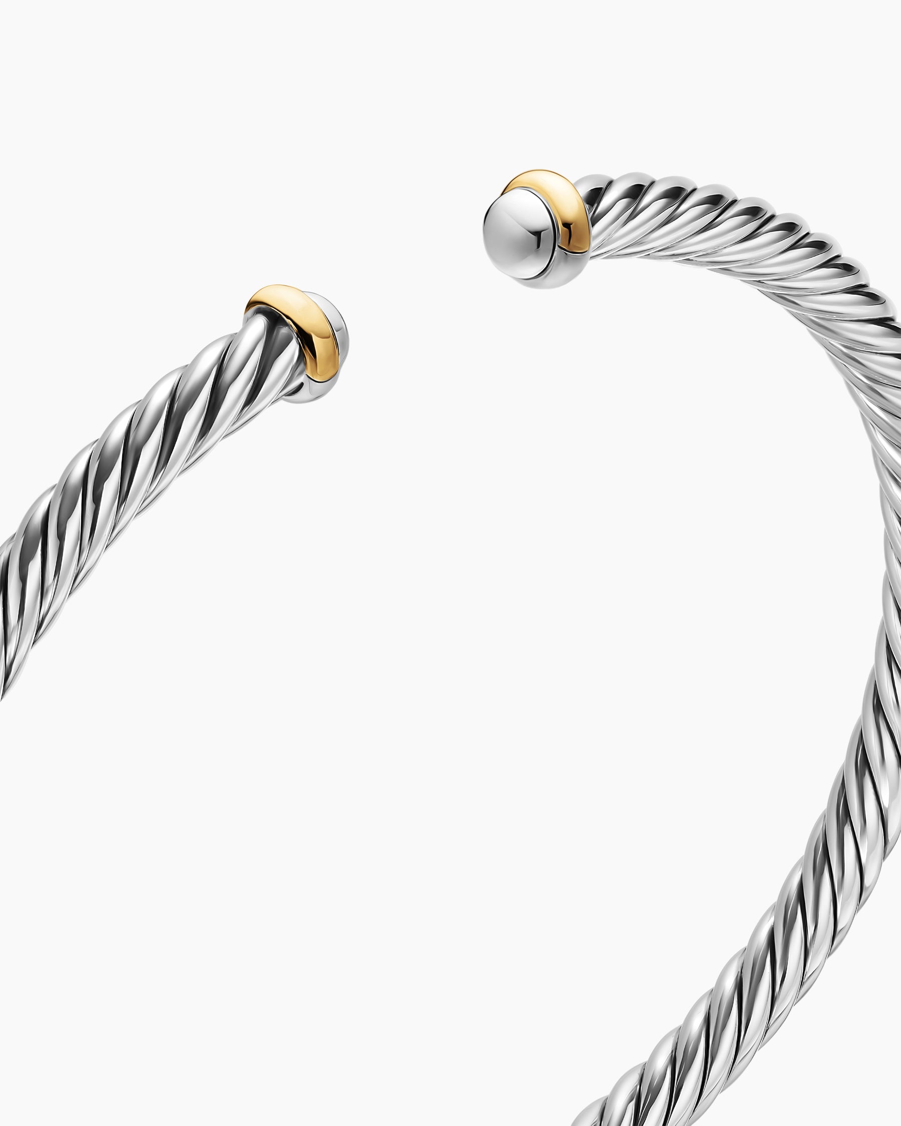 Cable Flex Bracelet in Sterling Silver with 14K Yellow Gold, 4mm - Image 5