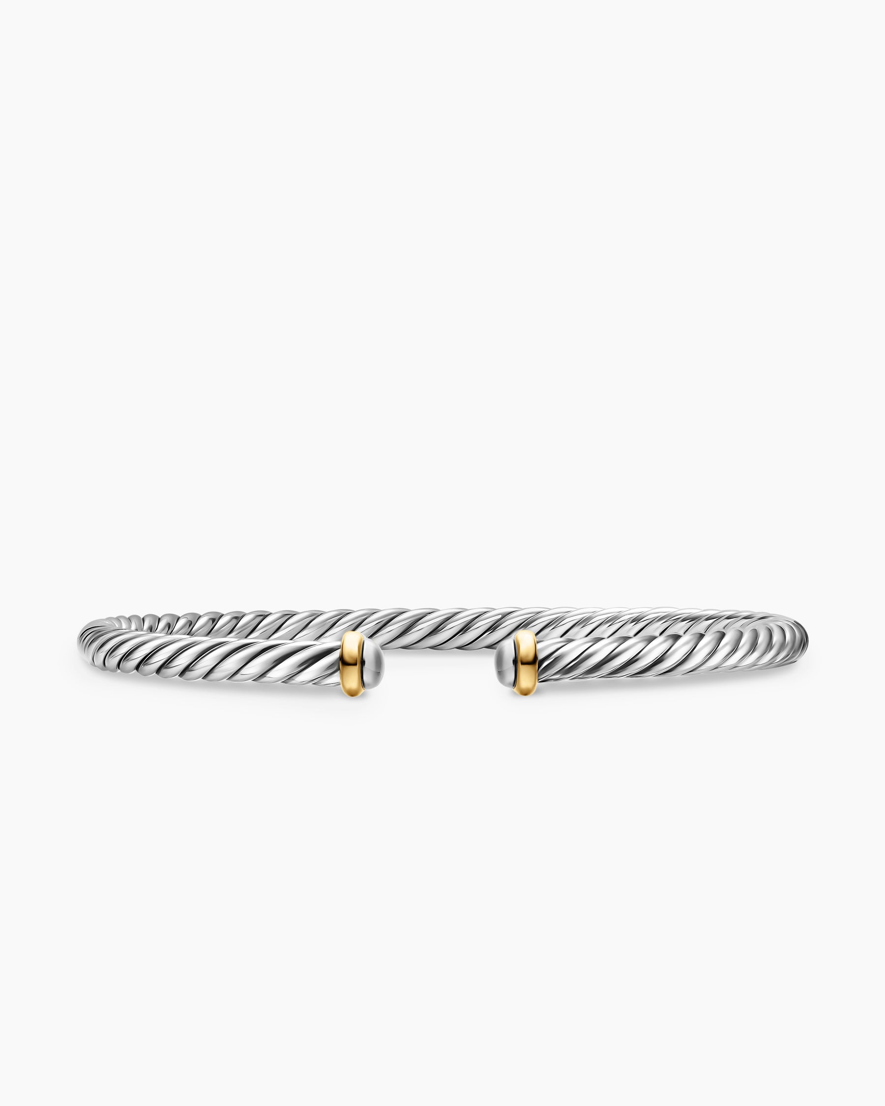 Cable Flex Bracelet in Sterling Silver with 14K Yellow Gold, 4mm