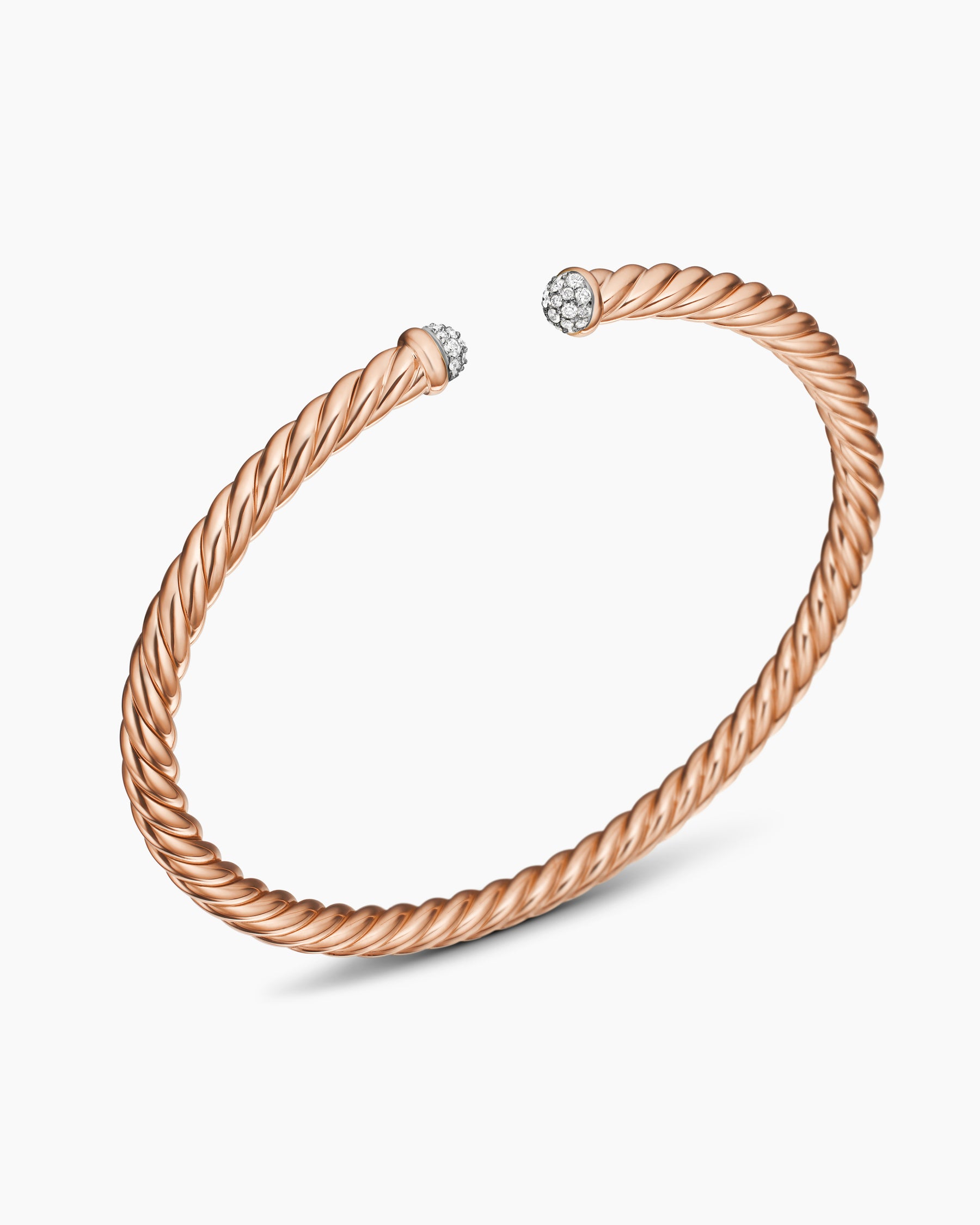 Cablespira Flex Bracelet in 18K Rose Gold with Diamonds, 4mm - Image 3