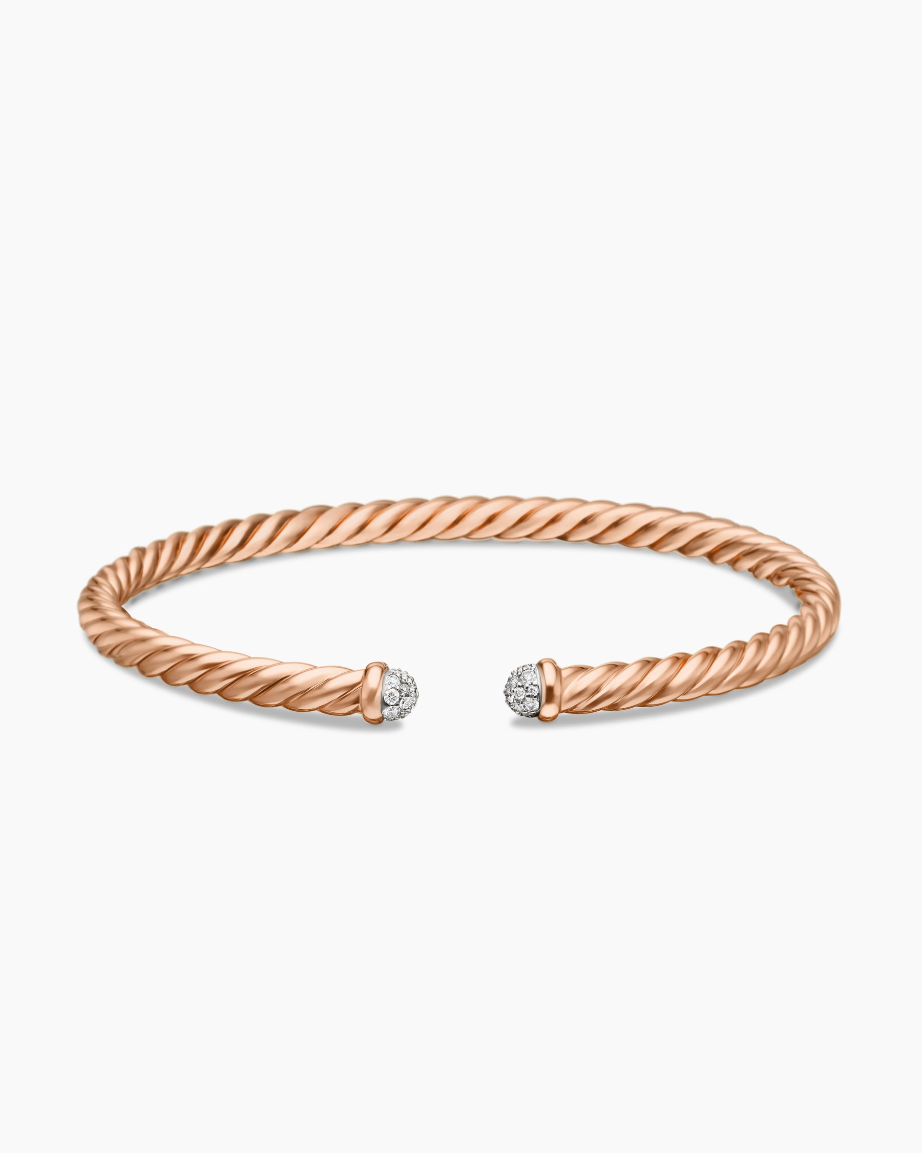 Cablespira Flex Bracelet in 18K Rose Gold with Diamonds, 4mm - Image 4