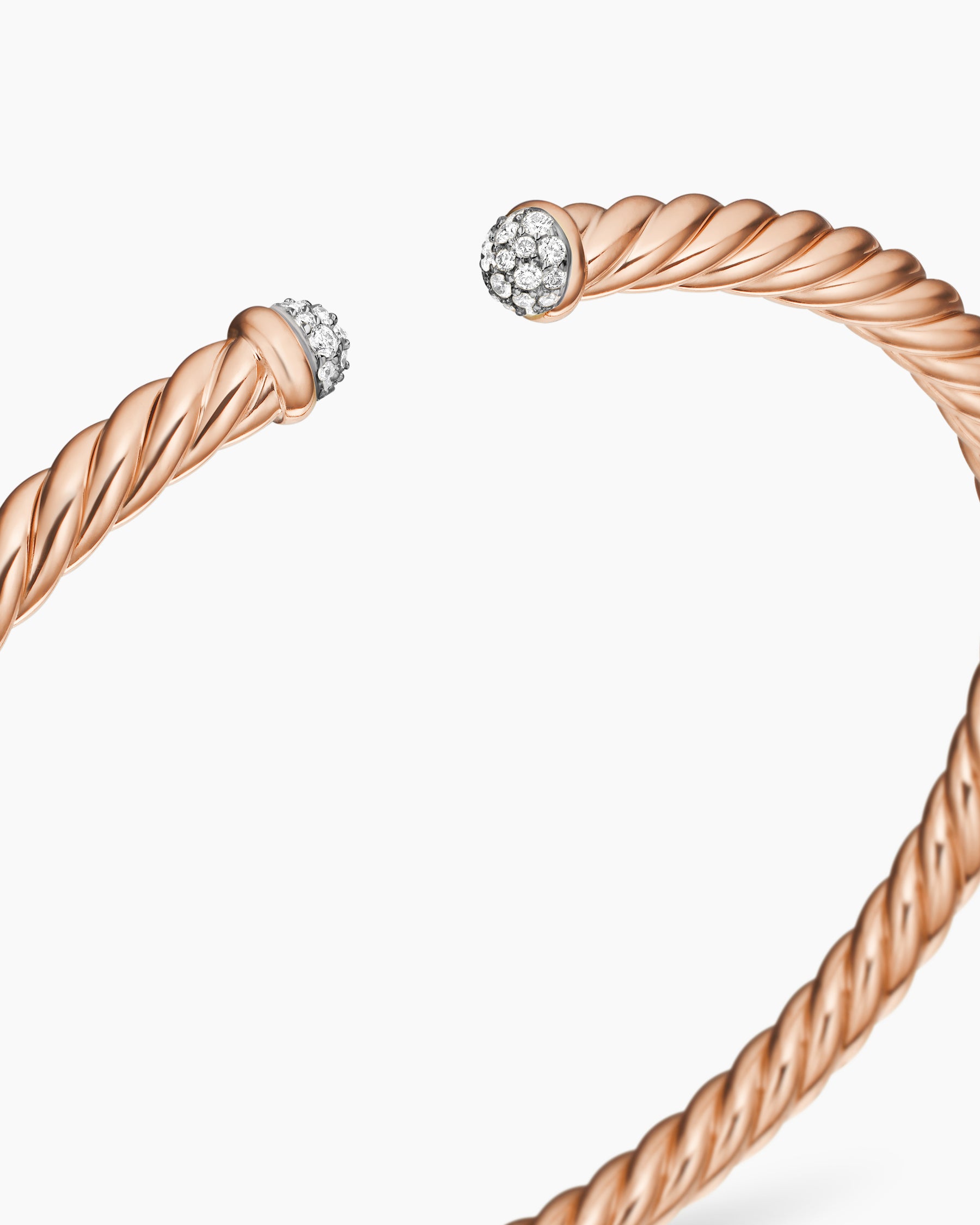 Cablespira Flex Bracelet in 18K Rose Gold with Diamonds, 4mm - Image 5
