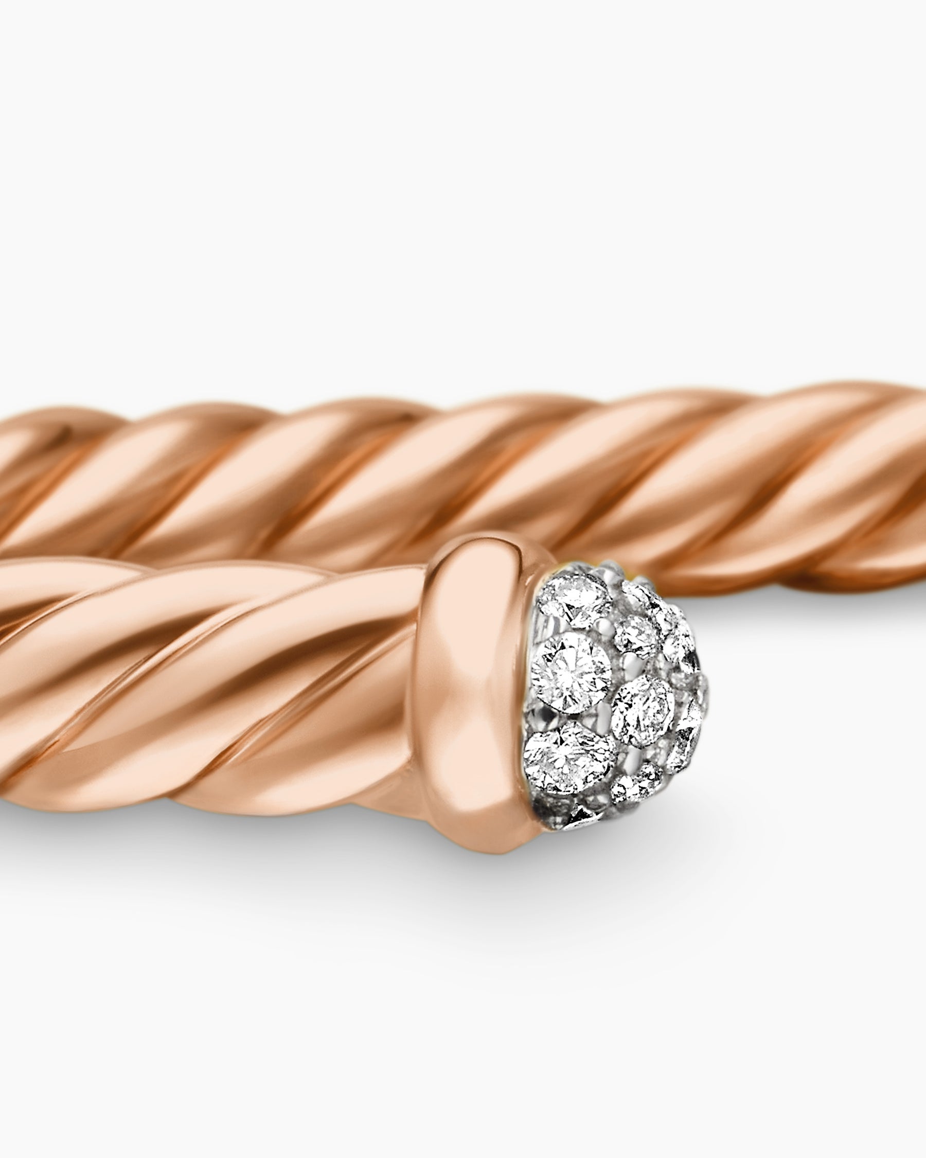 Cablespira Flex Bracelet in 18K Rose Gold with Diamonds, 4mm - Image 6