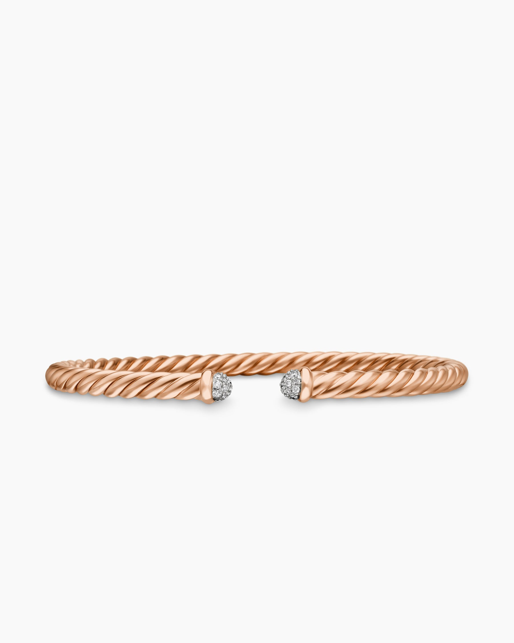 Cablespira Flex Bracelet in 18K Rose Gold with Diamonds, 4mm