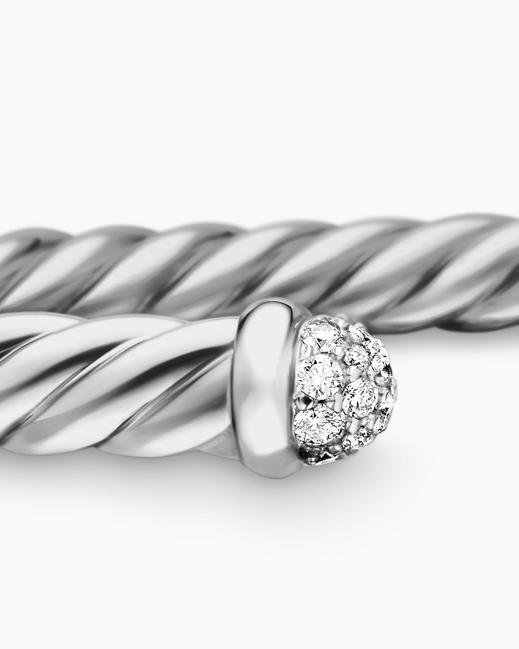 Cablespira Flex Bracelet in 18K White Gold with Diamonds, 4mm - Image 6