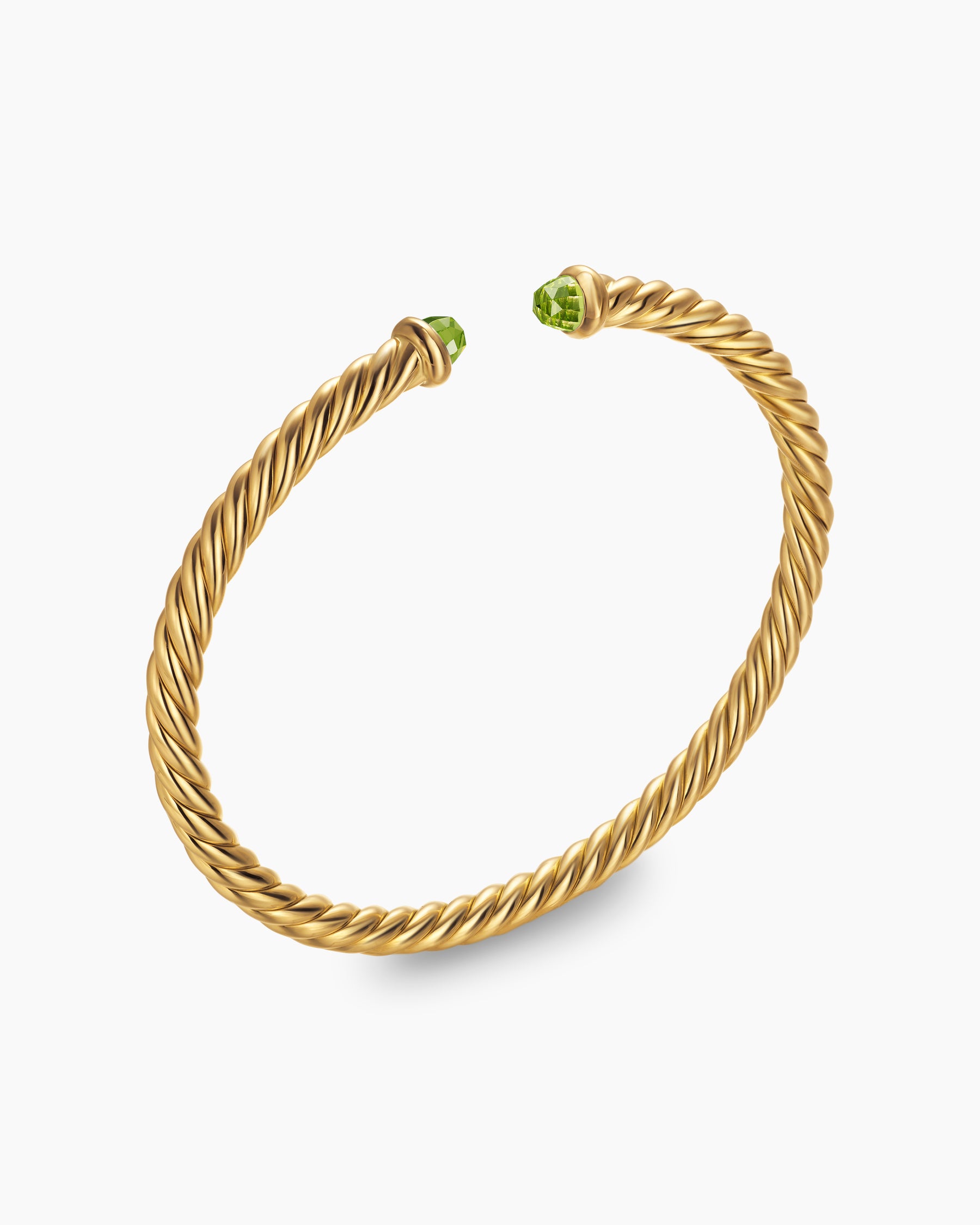 Cablespira Flex Bracelet in 18K Yellow Gold with Peridot, 4mm - Image 3