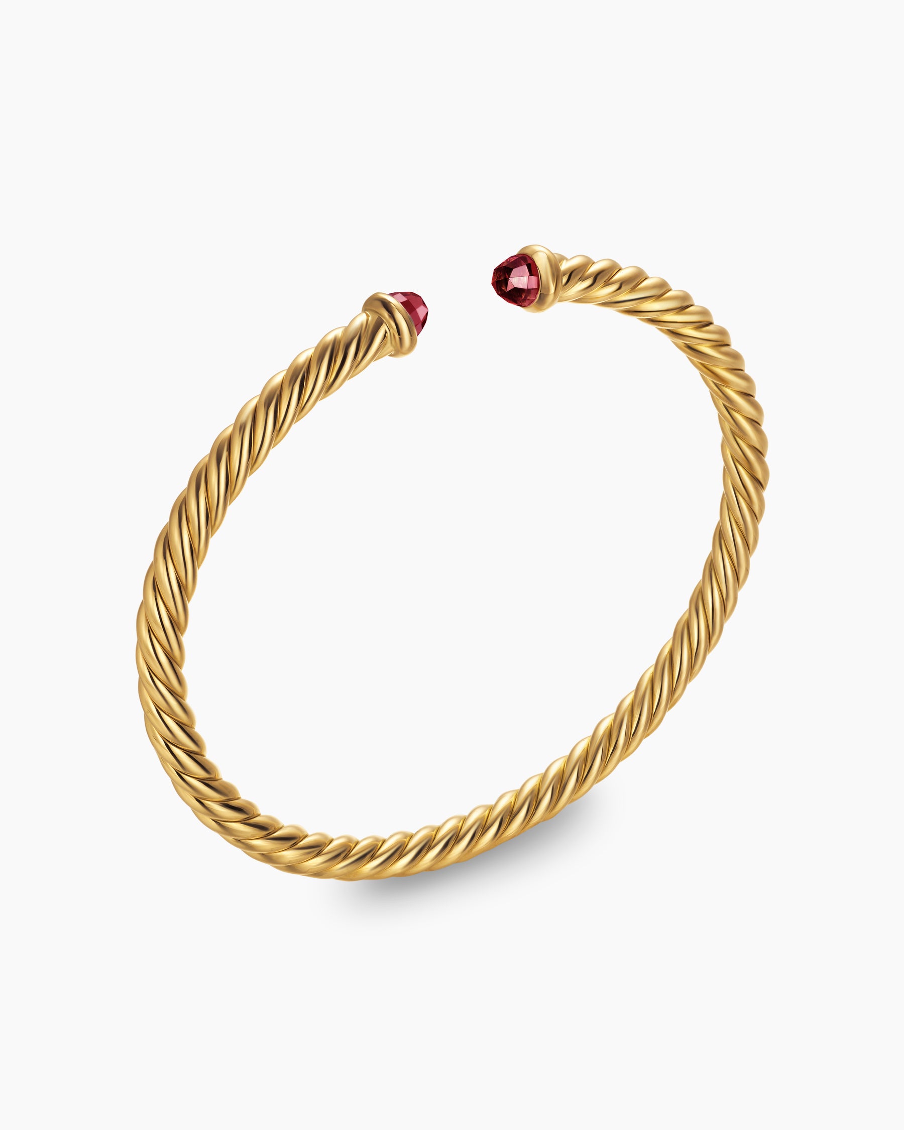 Cablespira Flex Bracelet in 18K Yellow Gold with Rhodolite Garnet, 4mm - Image 3
