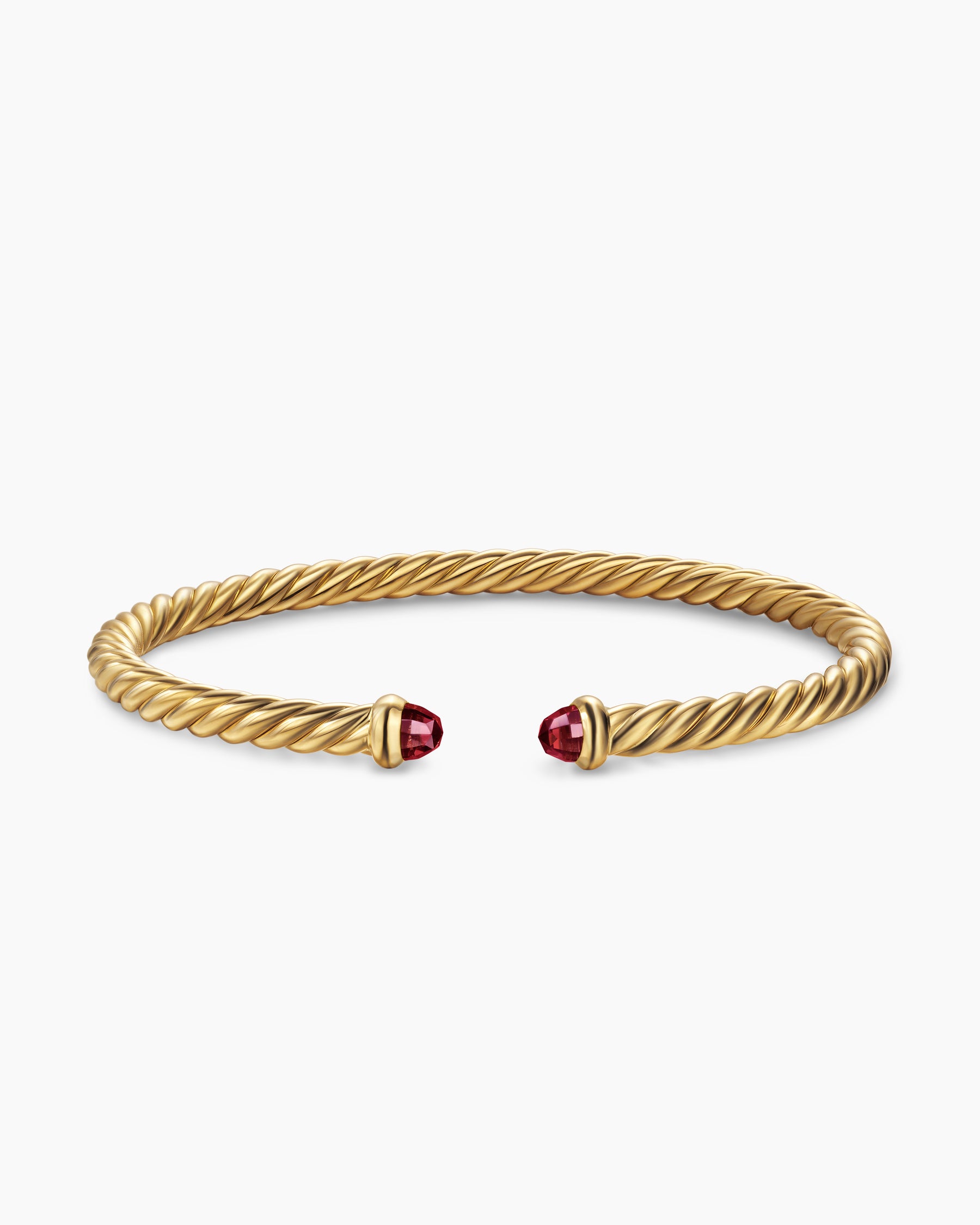 Cablespira Flex Bracelet in 18K Yellow Gold with Rhodolite Garnet, 4mm - Image 4