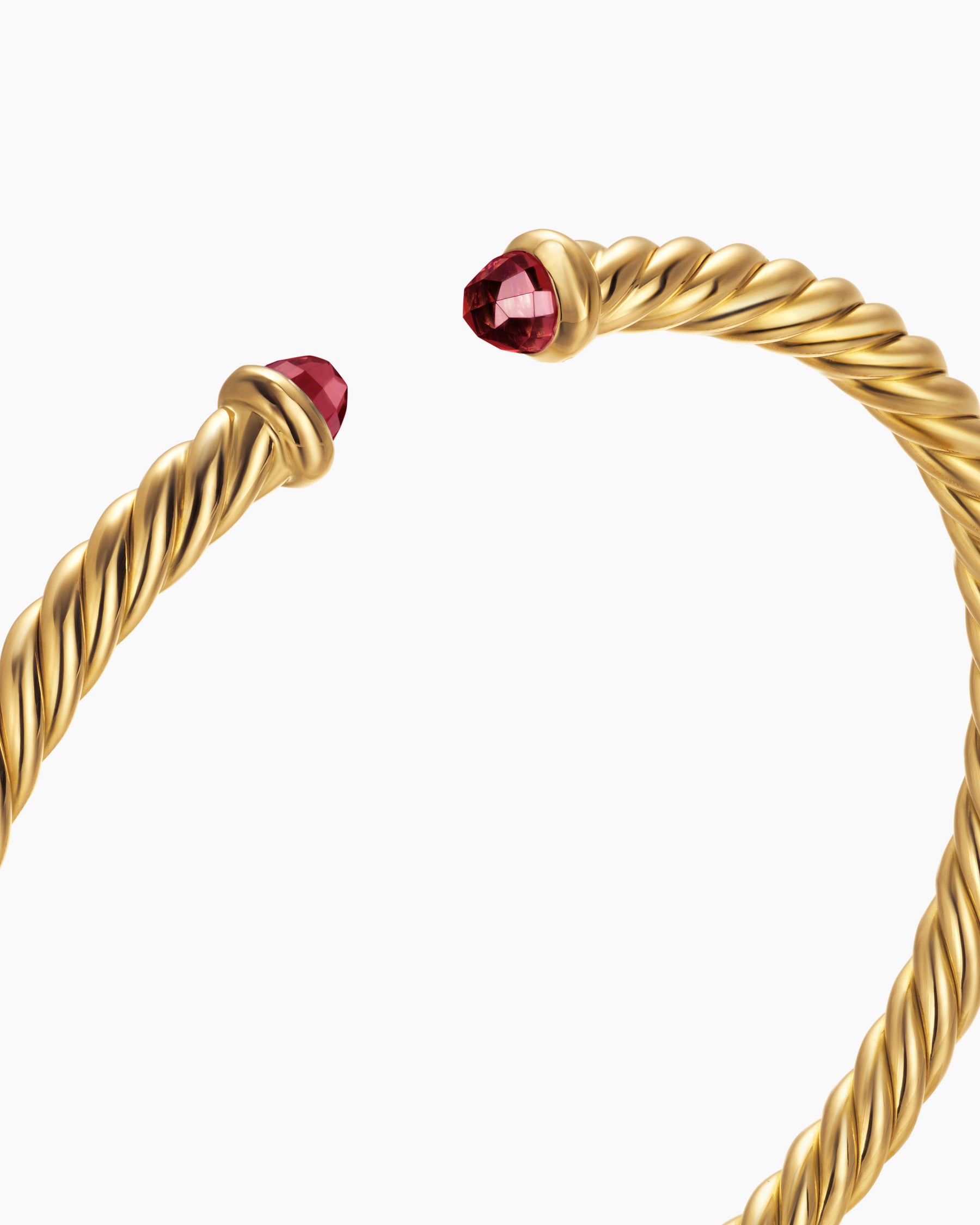 Cablespira Flex Bracelet in 18K Yellow Gold with Rhodolite Garnet, 4mm - Image 5