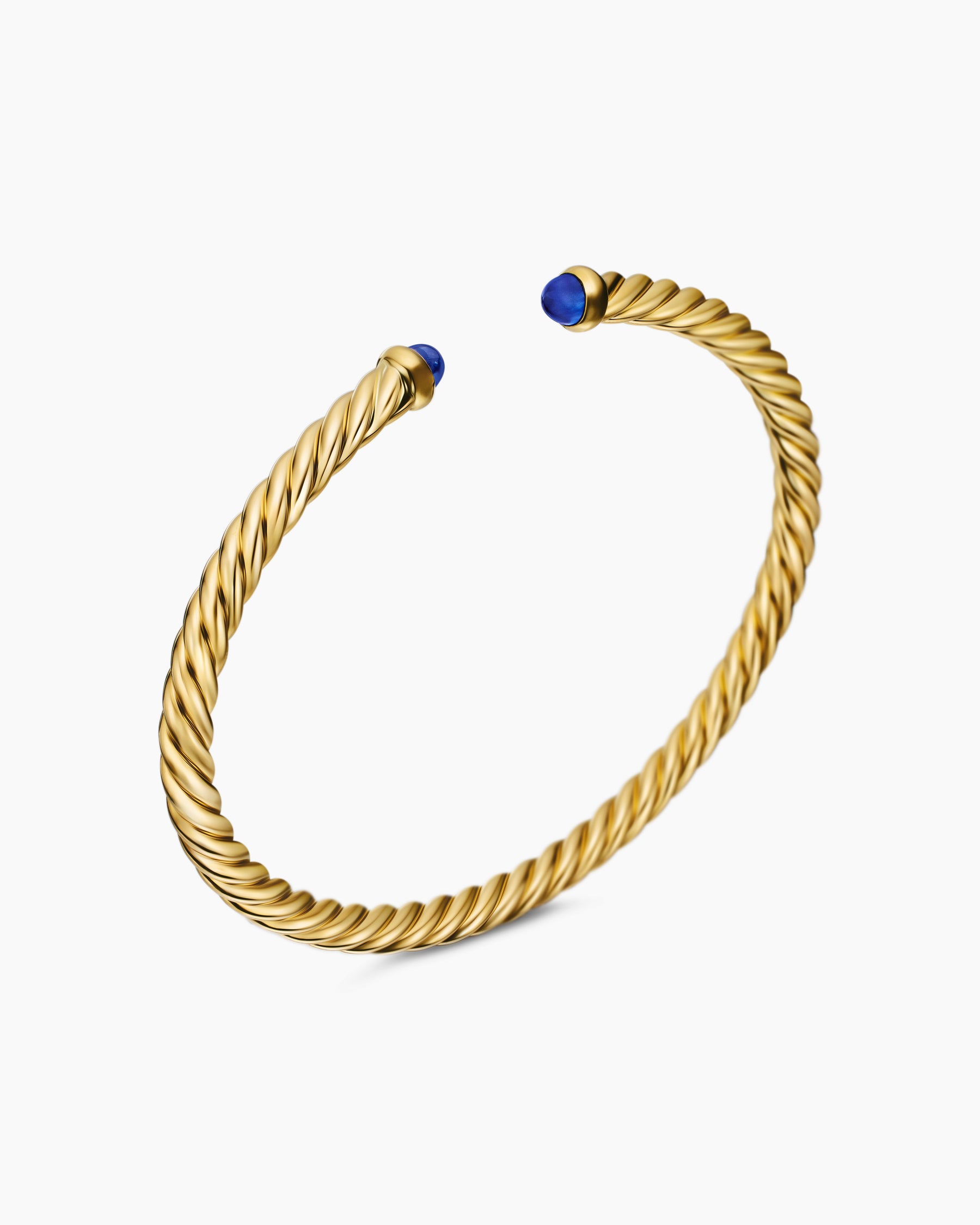 Cablespira Flex Bracelet in 18K Yellow Gold with Blue Sapphires, 4mm - Image 3