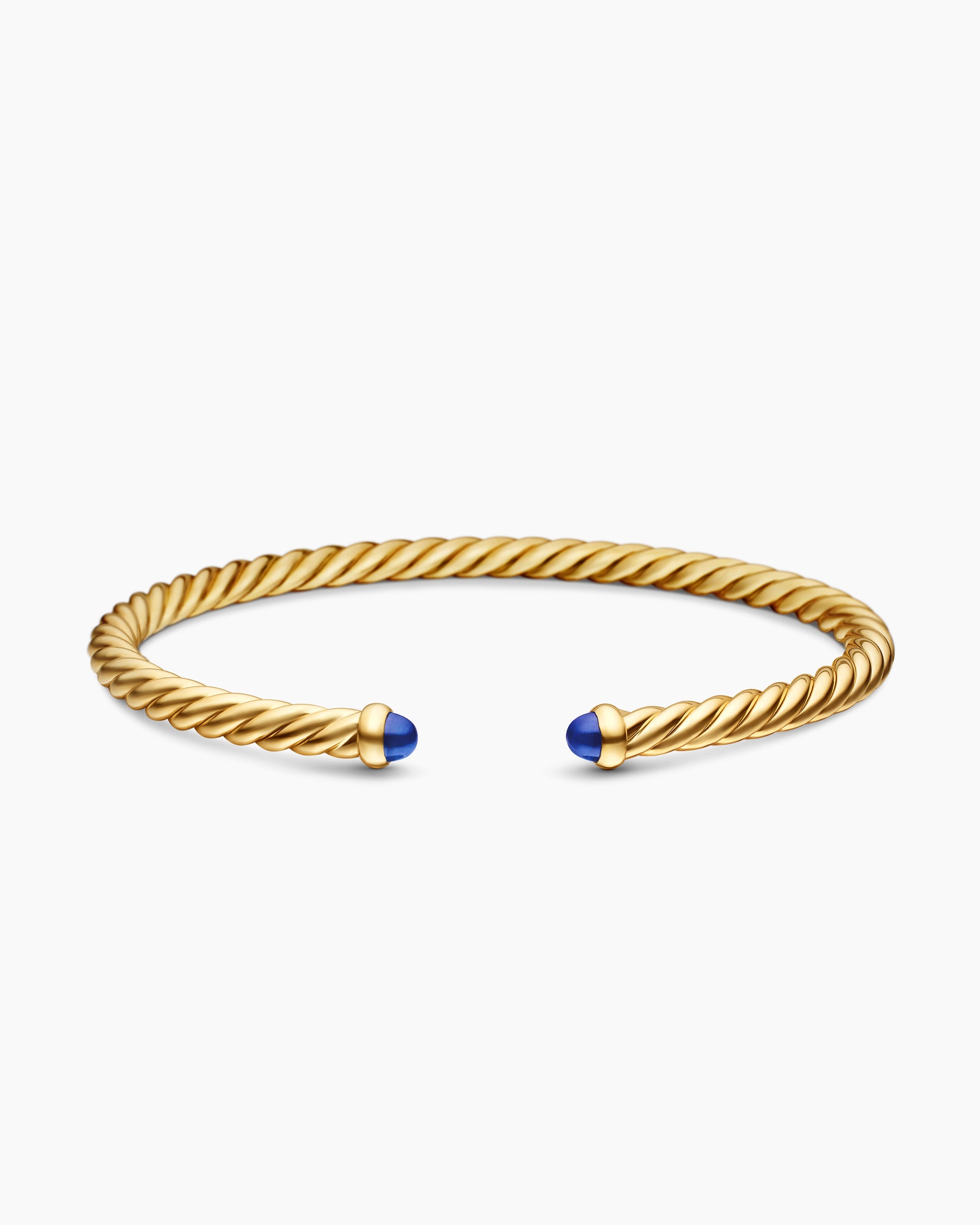 Cablespira Flex Bracelet in 18K Yellow Gold with Blue Sapphires, 4mm - Image 4