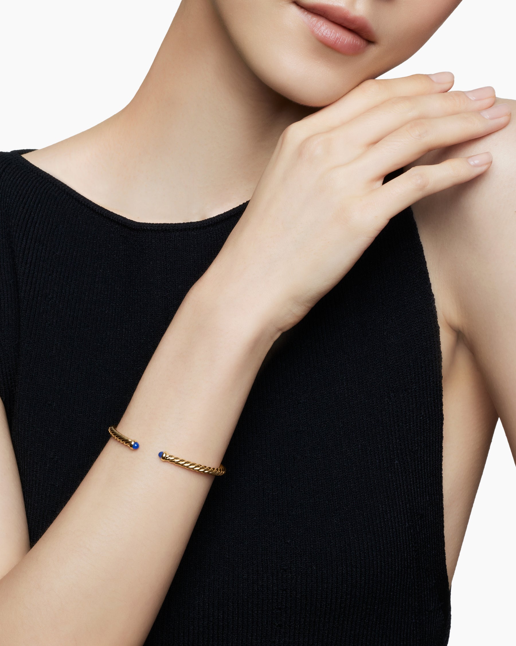 Cablespira Flex Bracelet in 18K Yellow Gold with Blue Sapphires, 4mm - Image 7